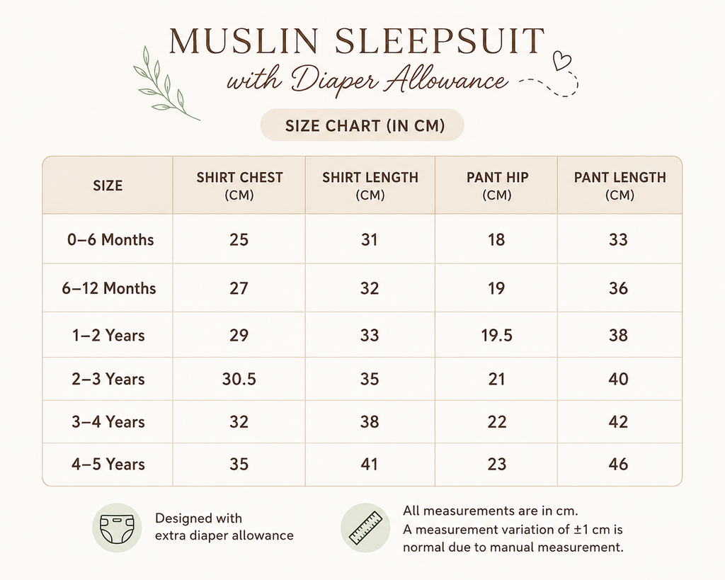Muslin Sleepsuit with Diaper Allowance - Unisex