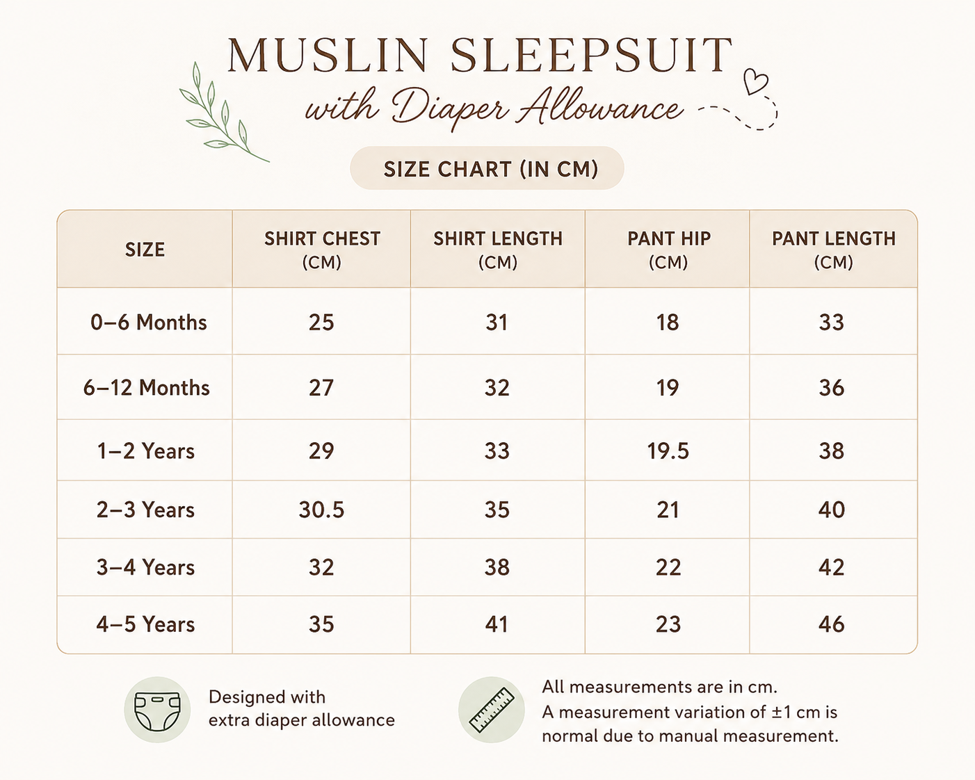Muslin Sleepsuit with Diaper Allowance - Unisex