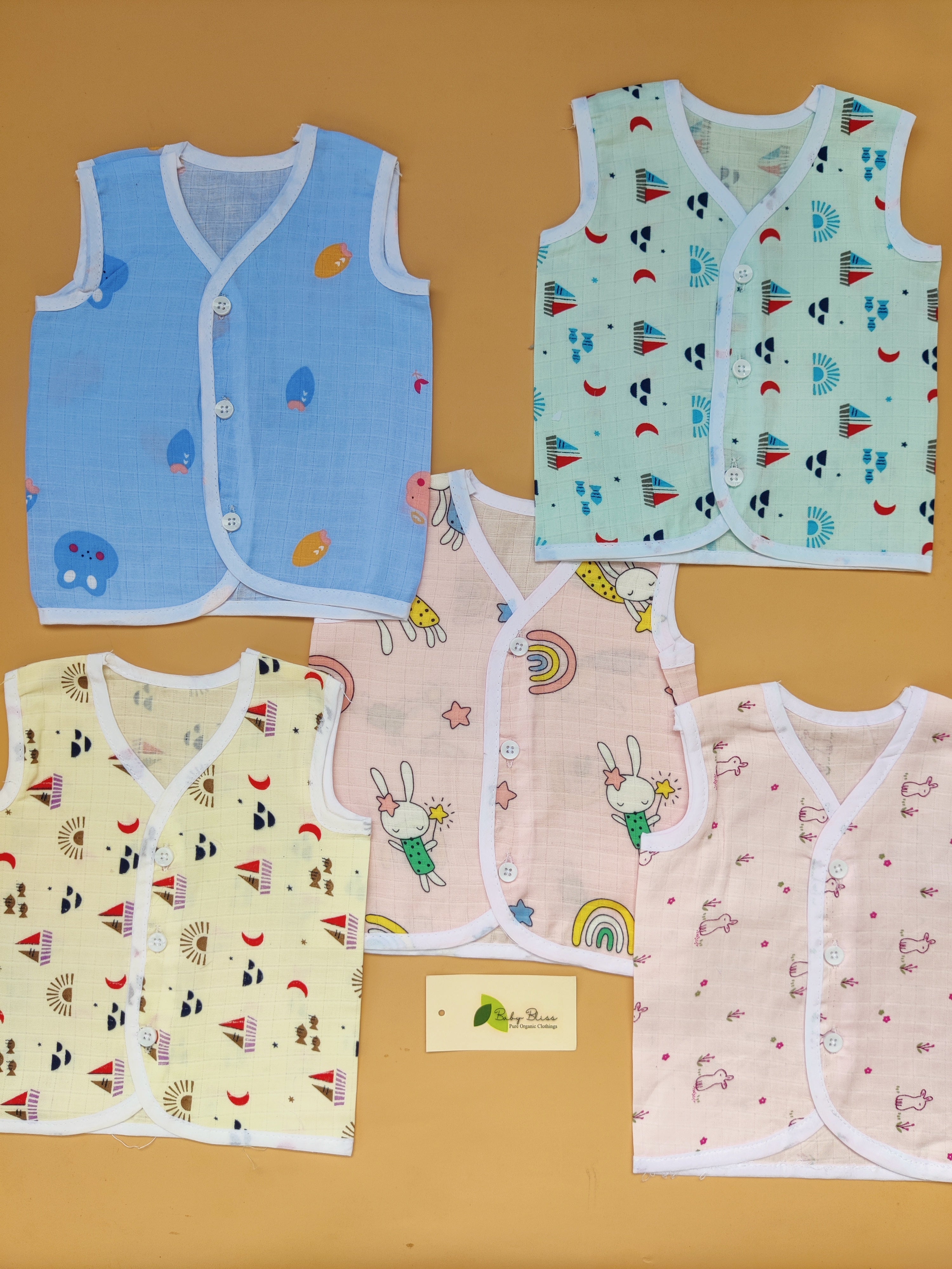 Muslin Sleeveless Jablas -  Color Printed
