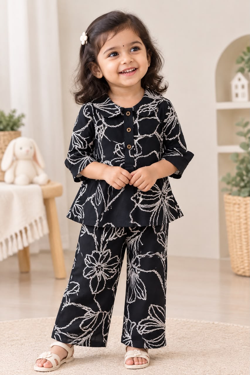 Muslin Peplum Co-Ord for Girls (2-6 years )