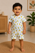 Muslin Half Sleeve Romper - Printed
