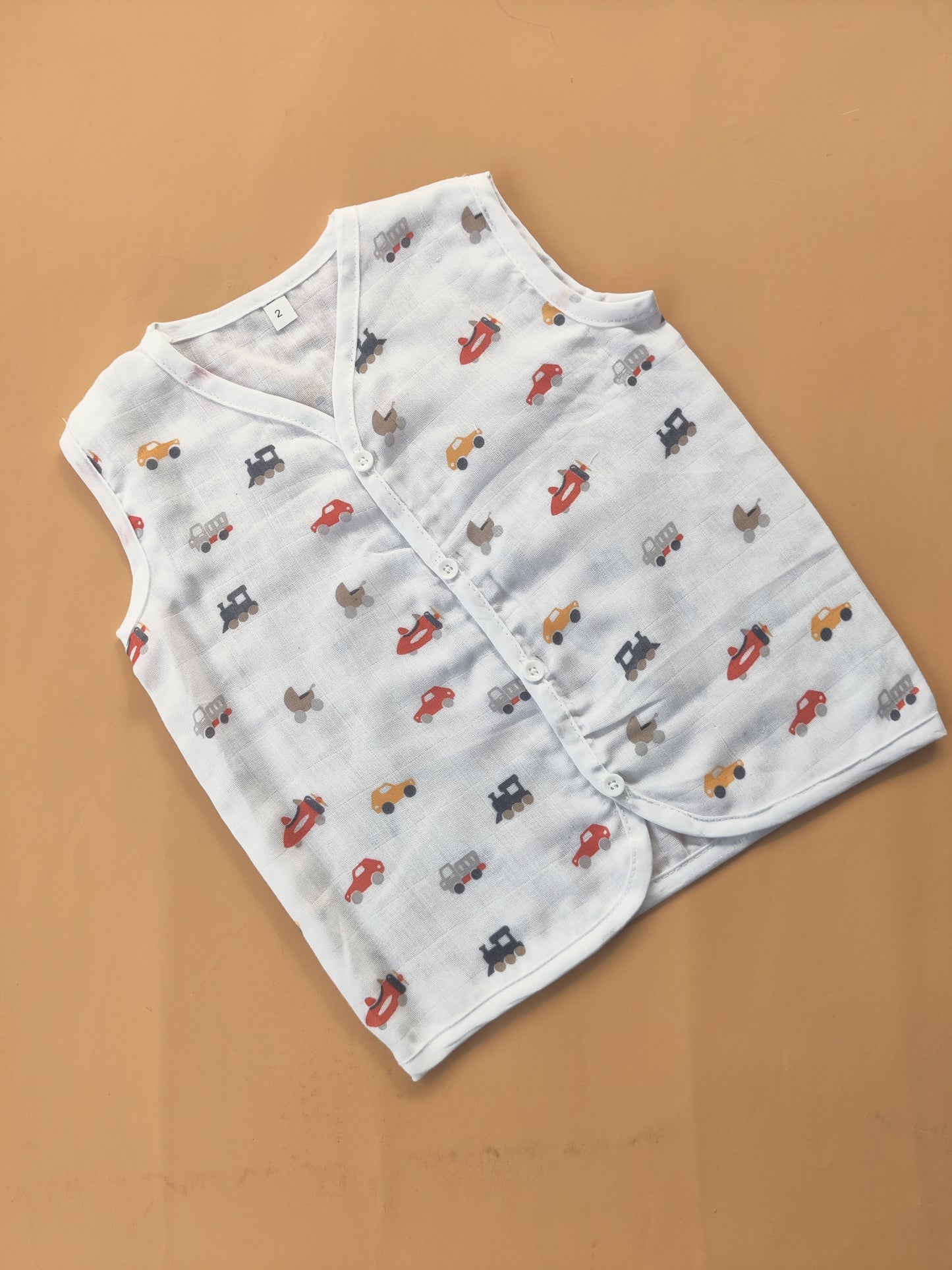 Muslin Sleeveless Jabla (0–3 Years) Regular Button