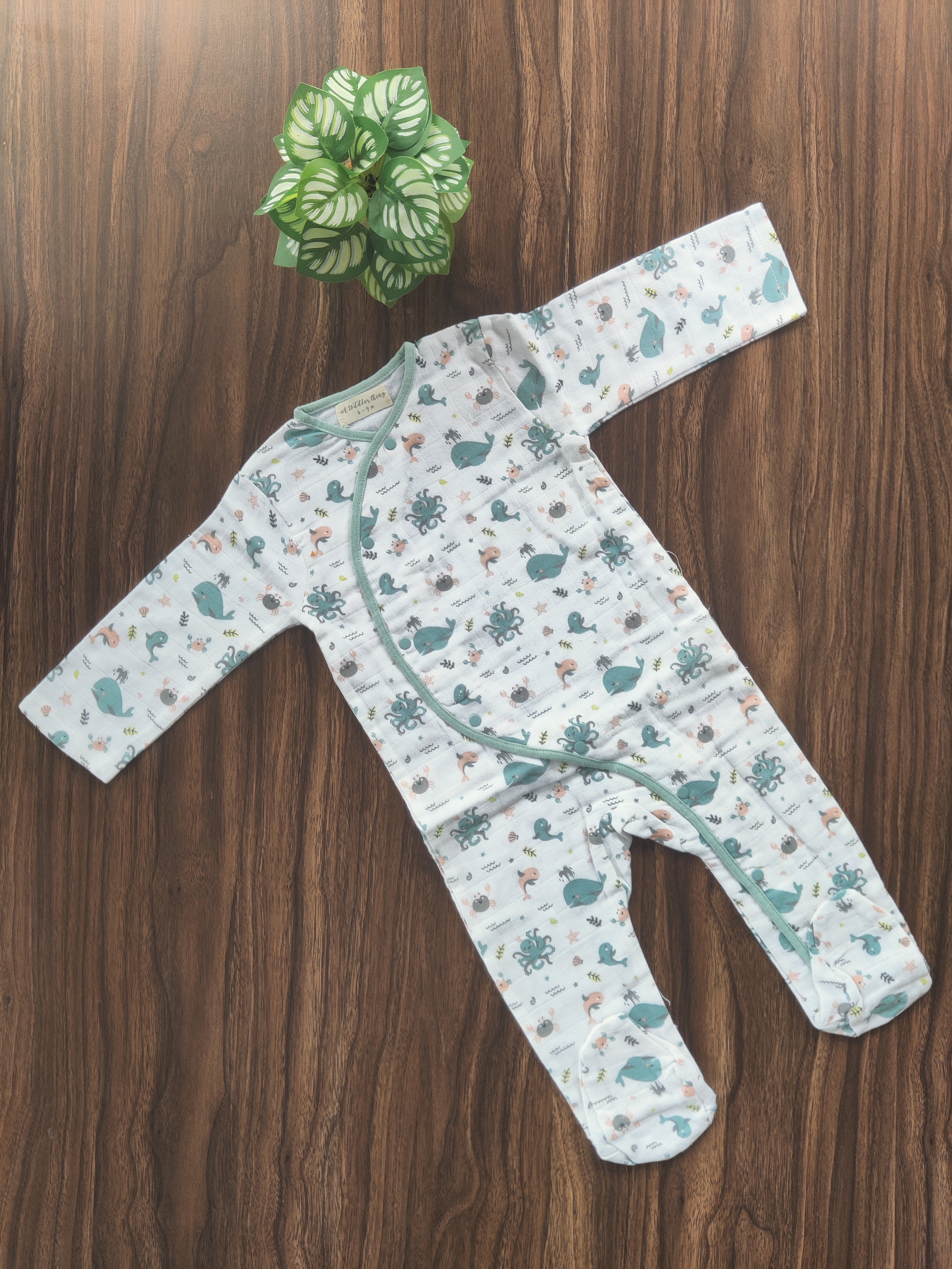 Muslin Cotton Sleepsuits - Rompers ( 6-9 Months)