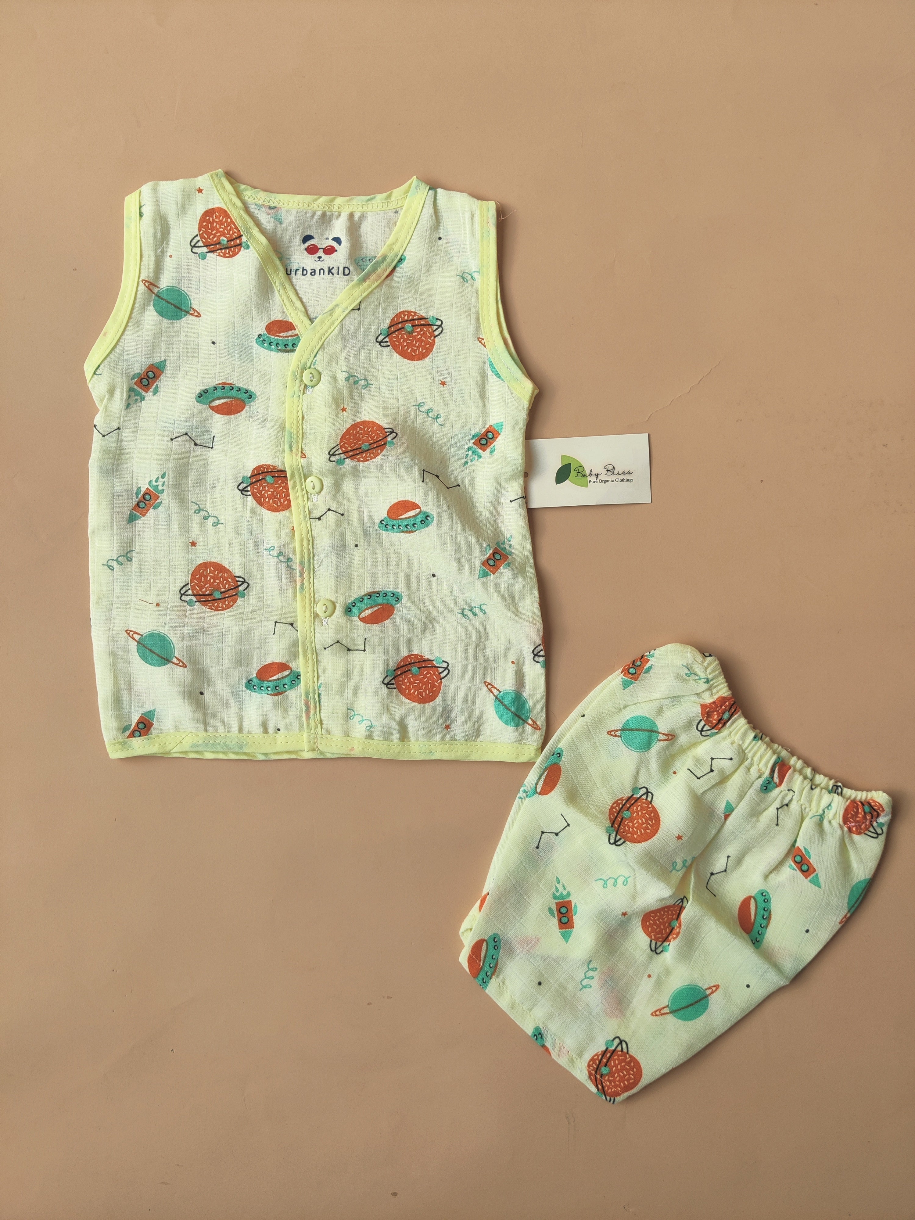Color Muslin Sleeveless Co-Ord (3m- 12m)