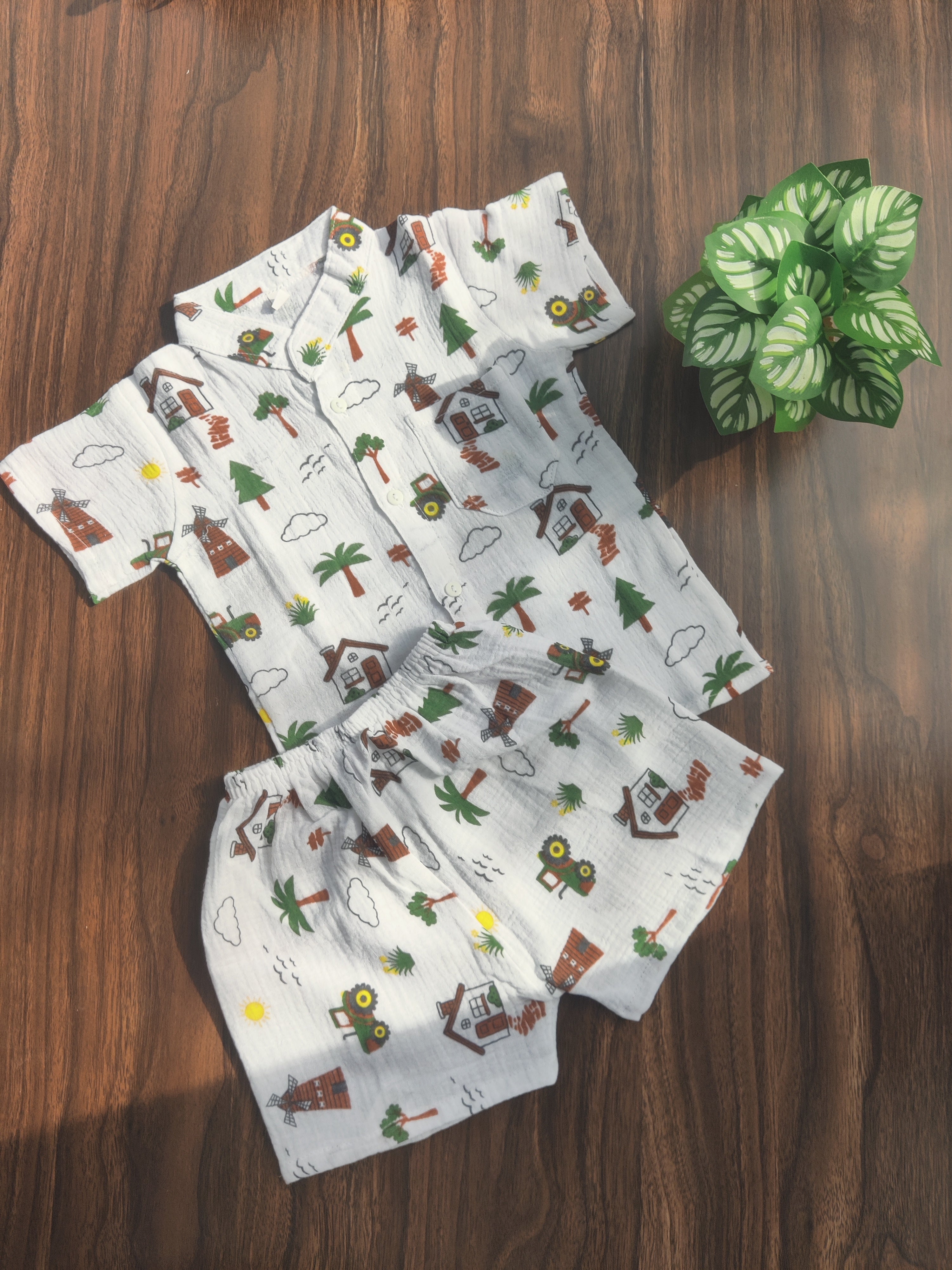 Crinkled Muslin Collared Co-Ord