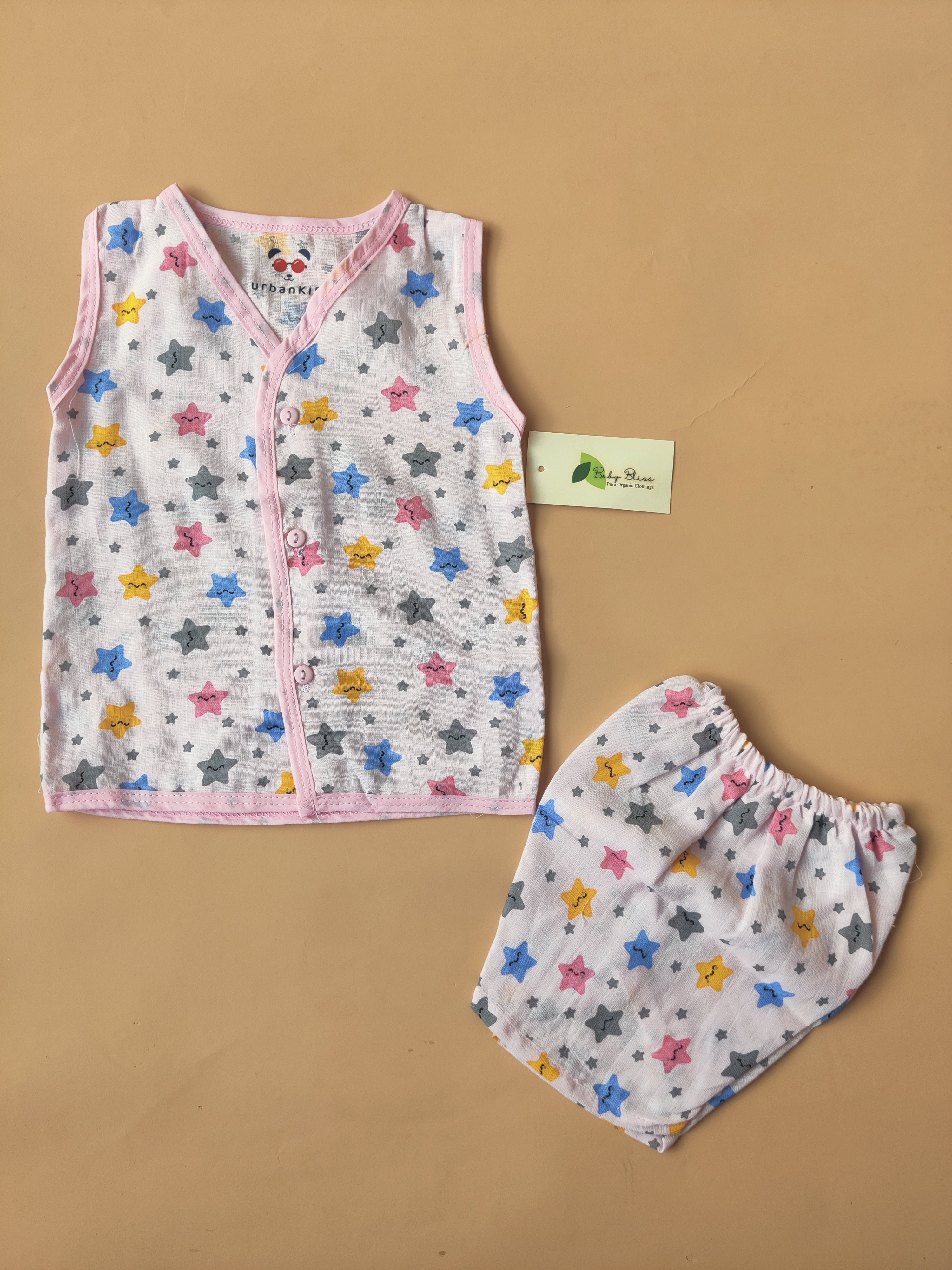 Color Muslin Sleeveless Co-Ord (3m- 12m)