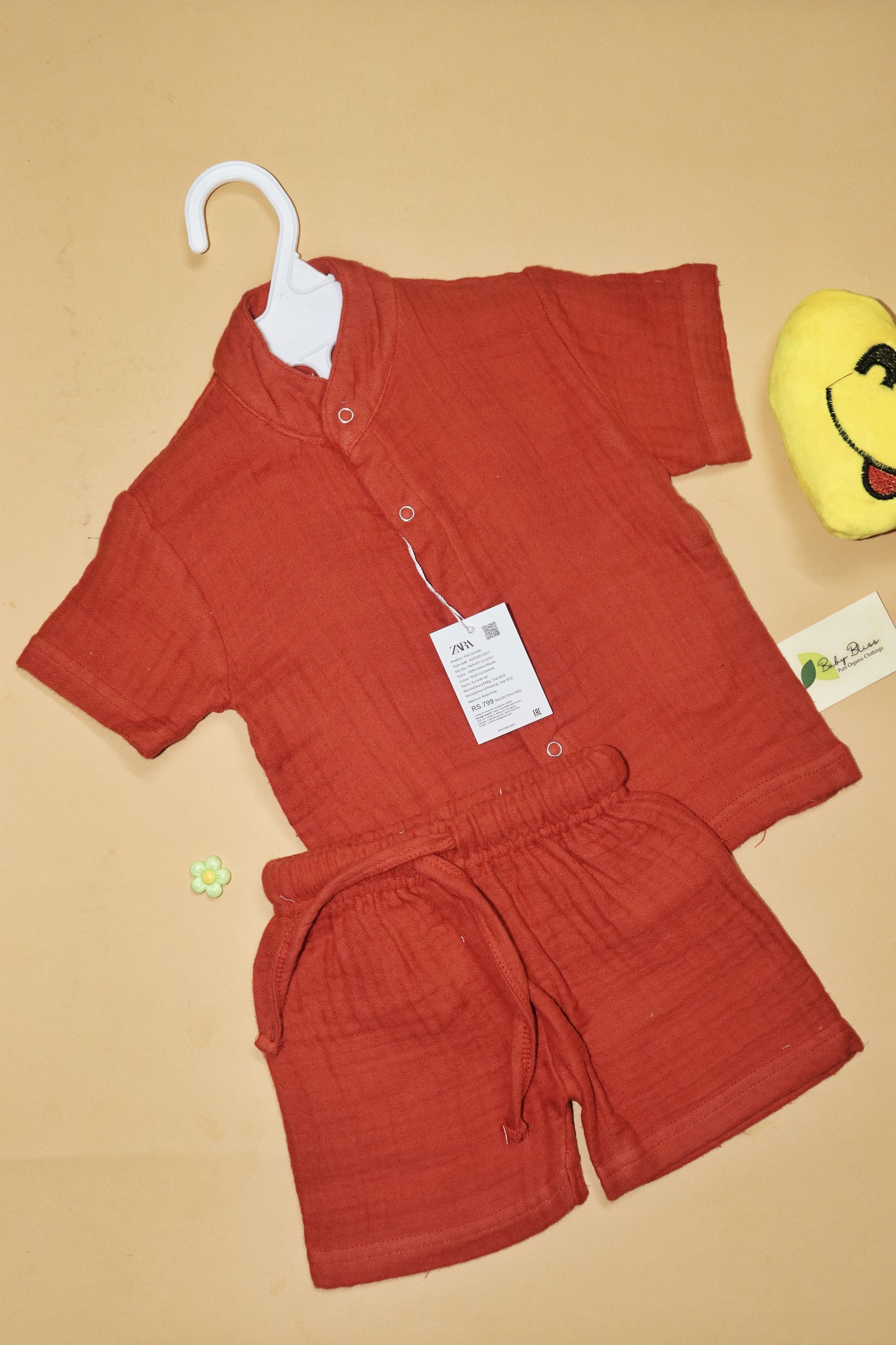 Muslin Chinese Collar Co-Ord Set for Babies (Up to 3 Years)