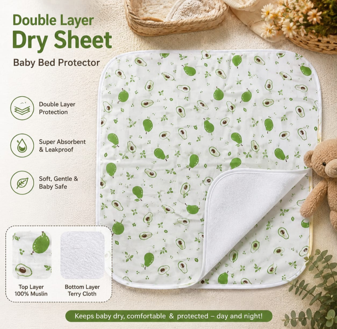 Muslin Terry Dry Sheet | Baby Bed Protector