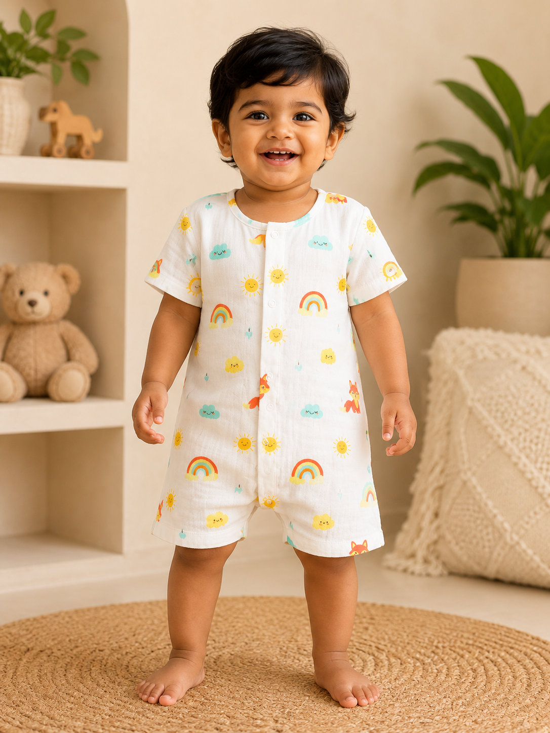 Muslin Half Sleeve Rompers