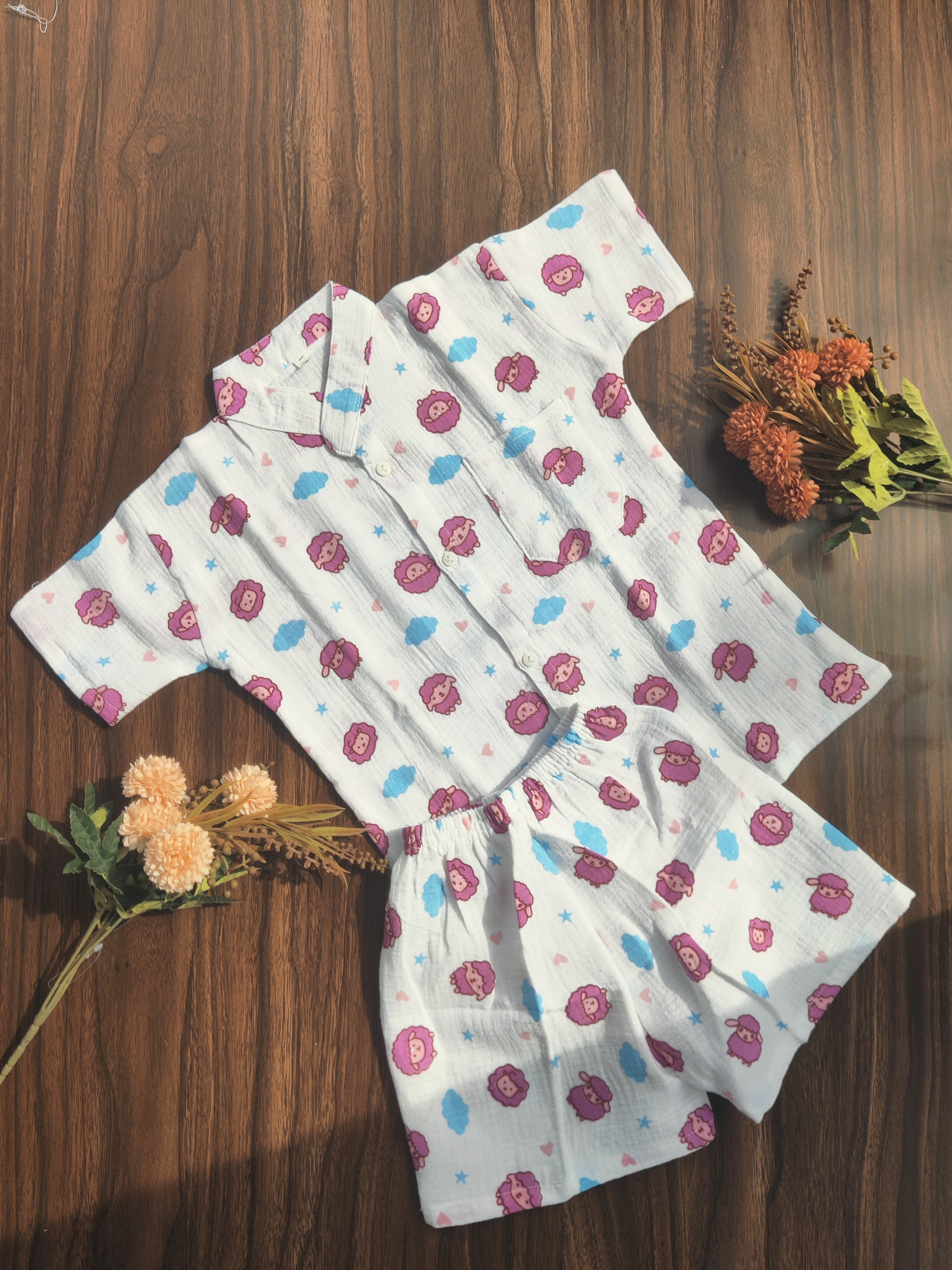 Crinkled Muslin Collared Co-Ord