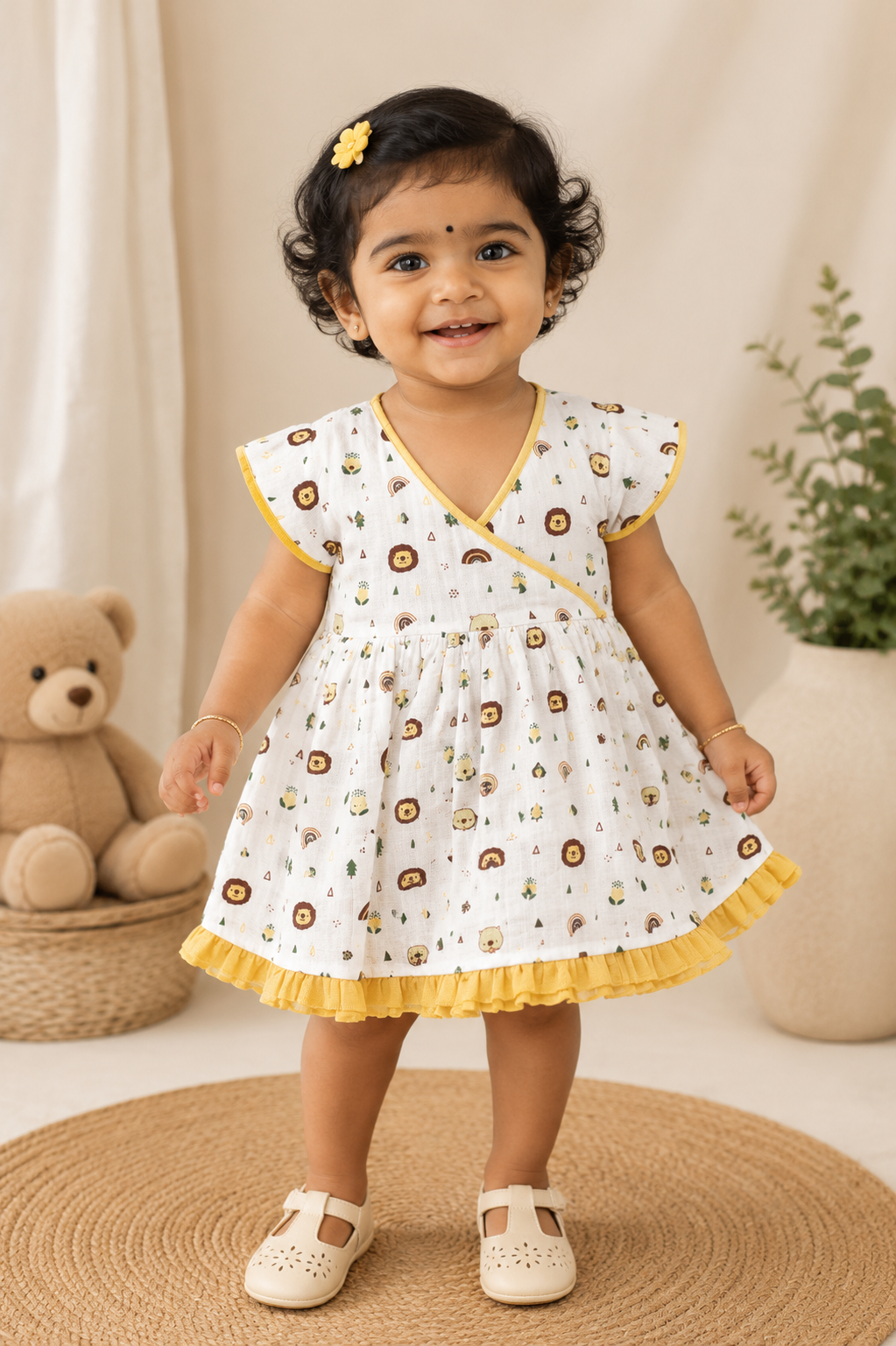 Premium Muslin Cross Over Frock with Heavy Frills