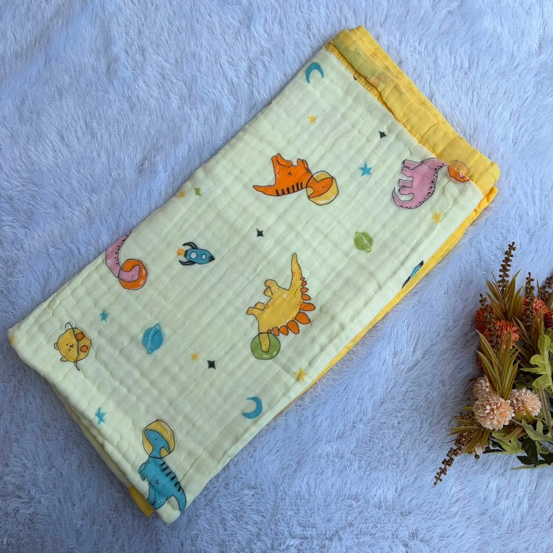 Crinkled Color Muslin Blankets - Dino