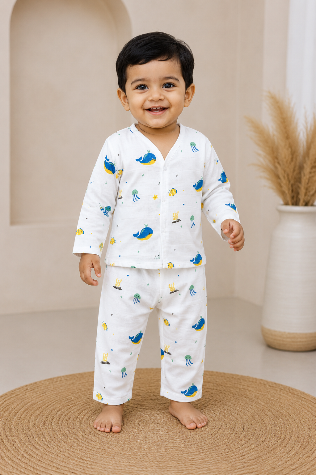 Muslin Sleepsuit with Diaper Allowance - Unisex