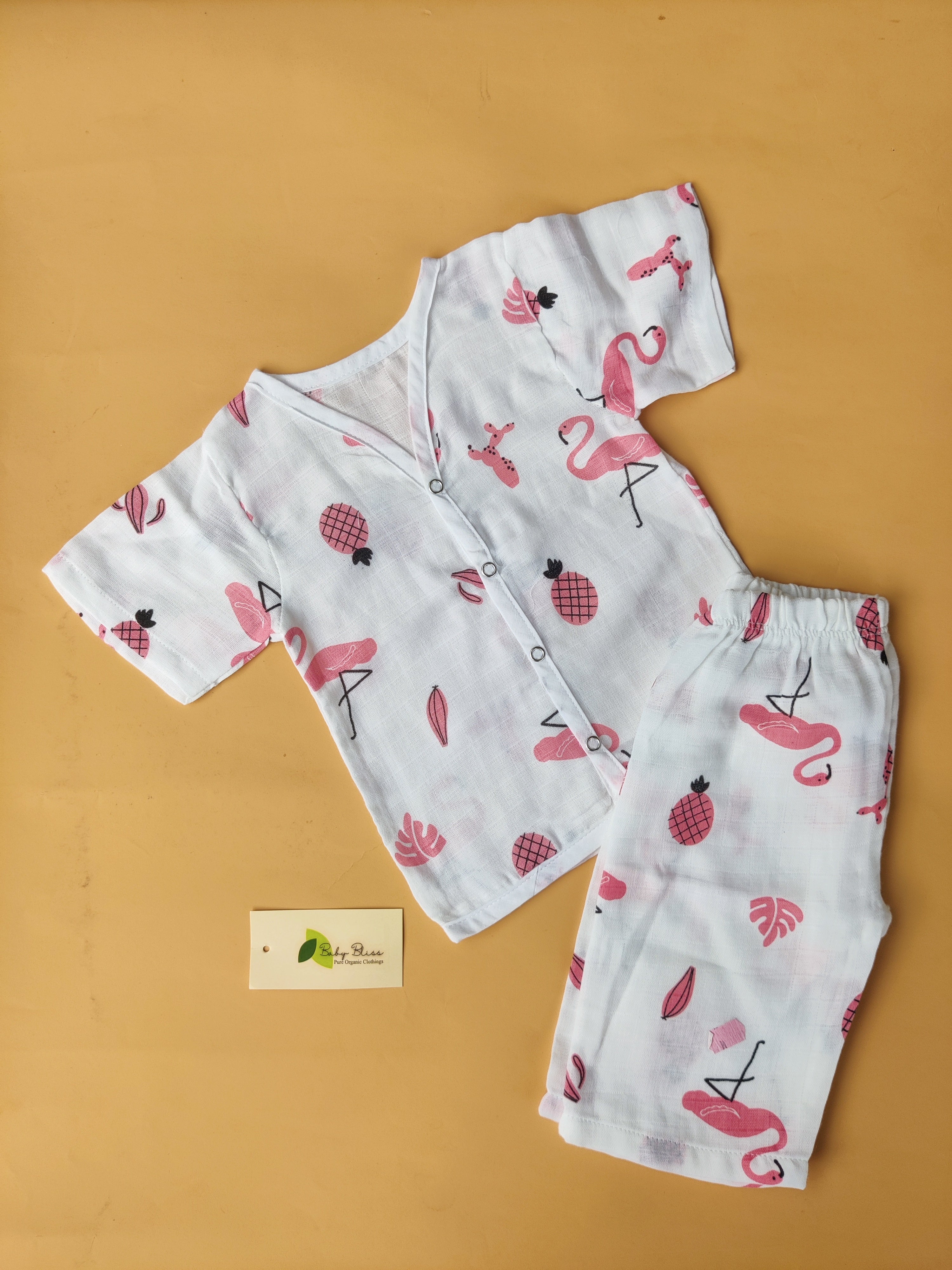 Muslin Half Sleeve + Pant ( Snap Button )