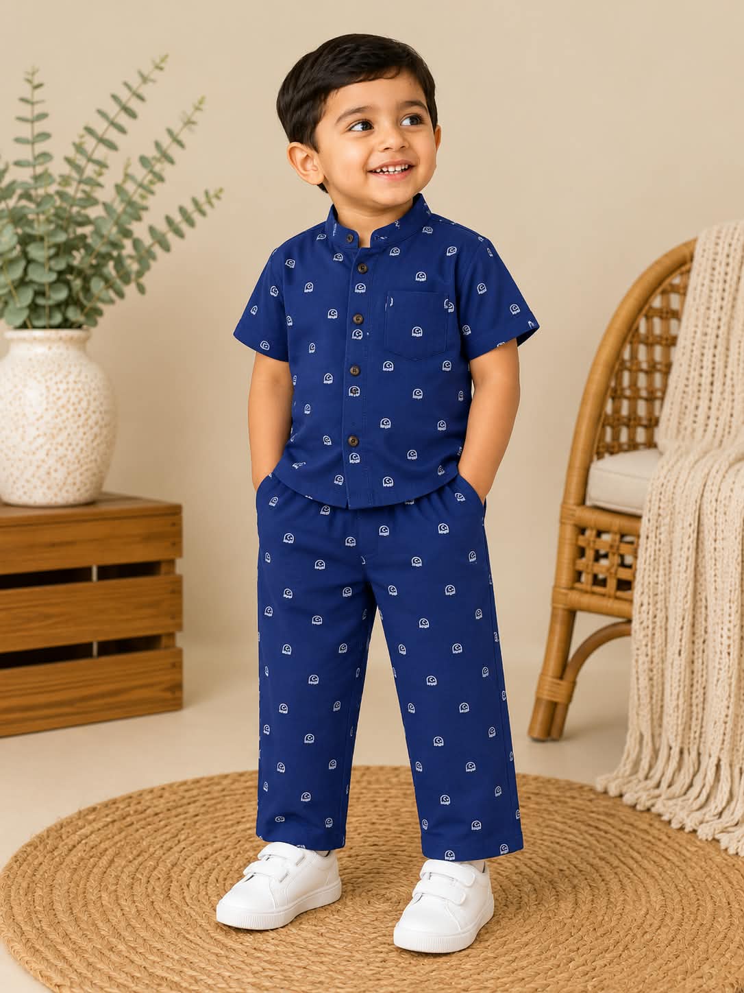 Branded Muslin Half Sleeve + Pant (2-6 Years) - Printed