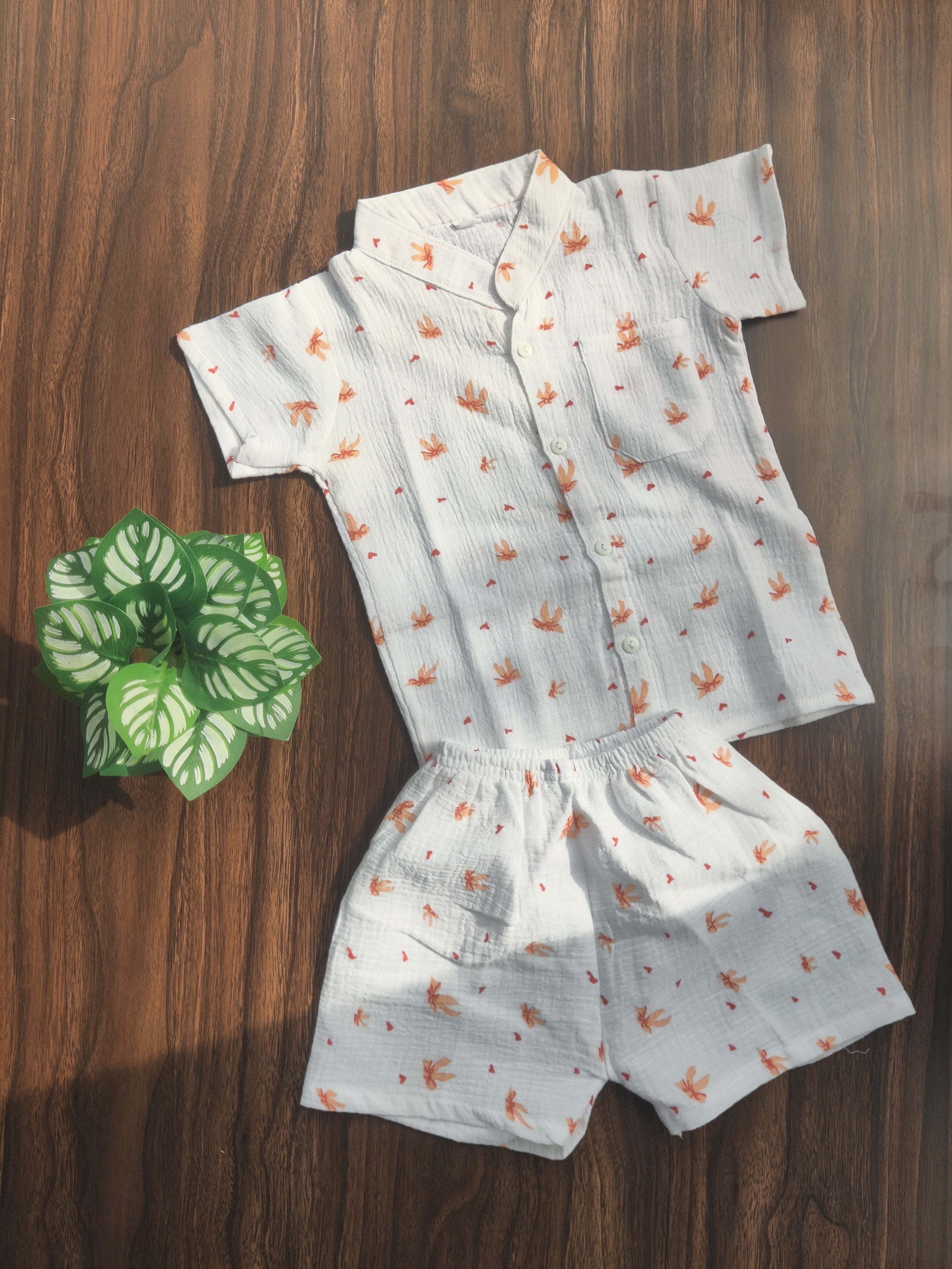 Crinkled Muslin Collared Co-Ord