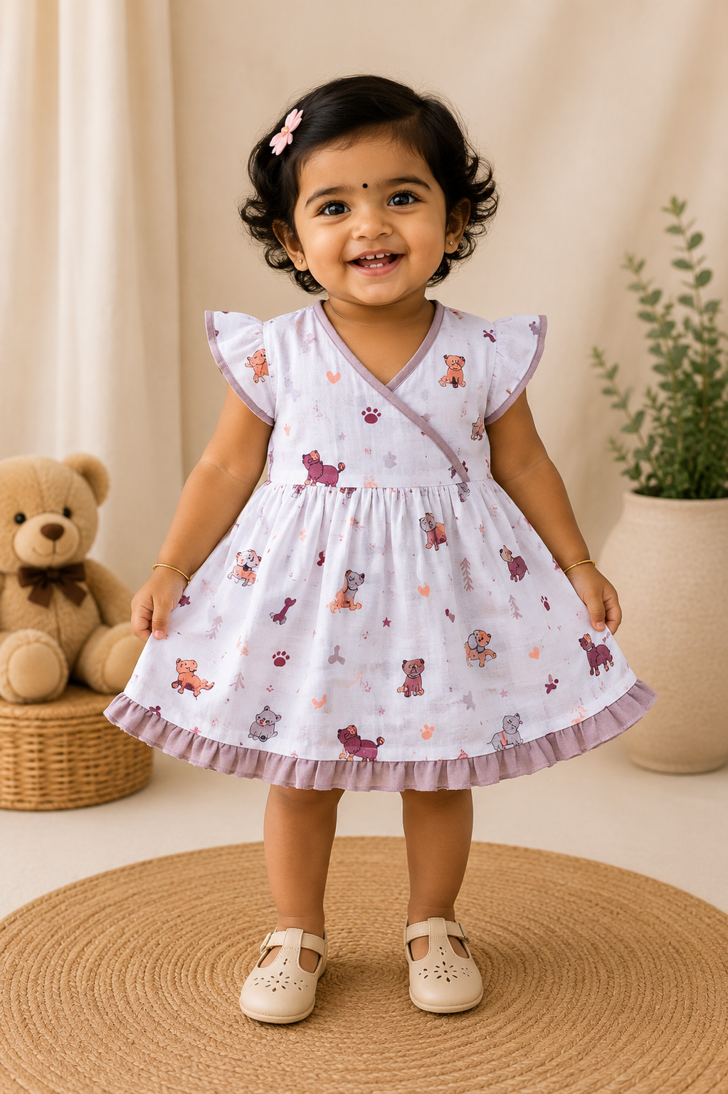 Premium Muslin Cross Over Frock with Heavy Frills