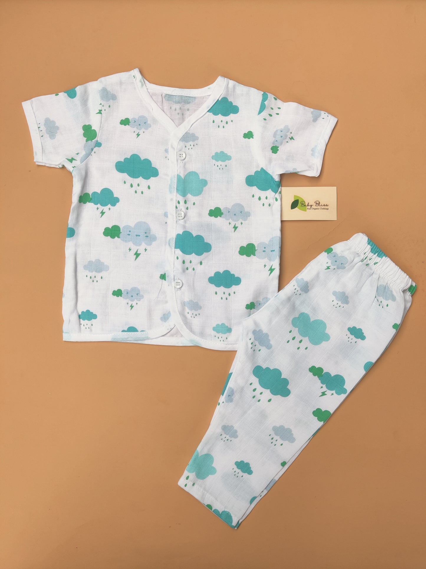 Muslin Half Sleeve + Pant ( Regular Button )