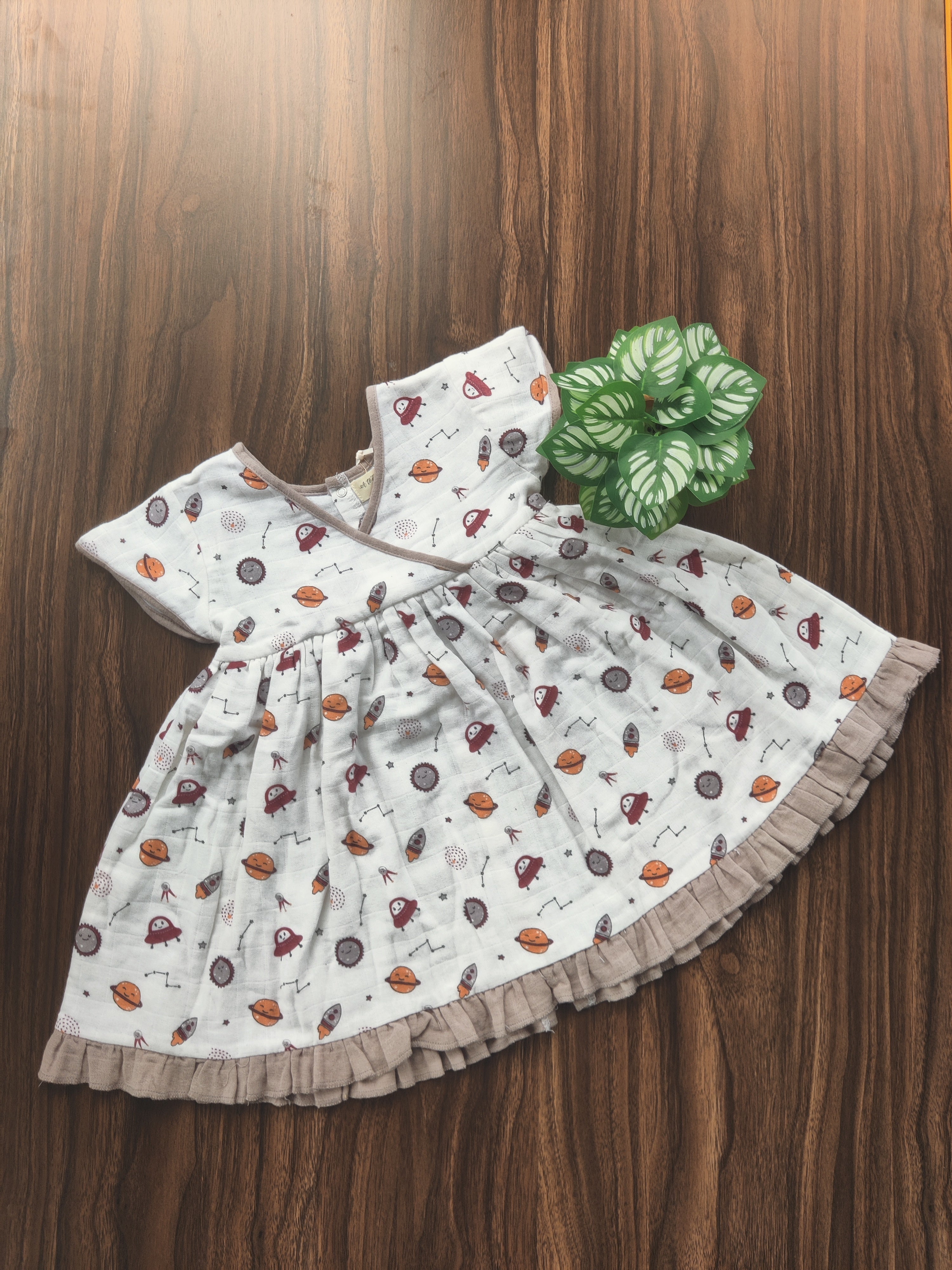 Premium Muslin Cross Over Frock with Heavy Frills