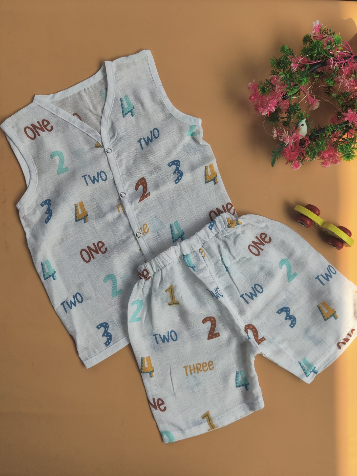 Muslin Sleeveless Jabla + Shorts ( 1-2 yr)