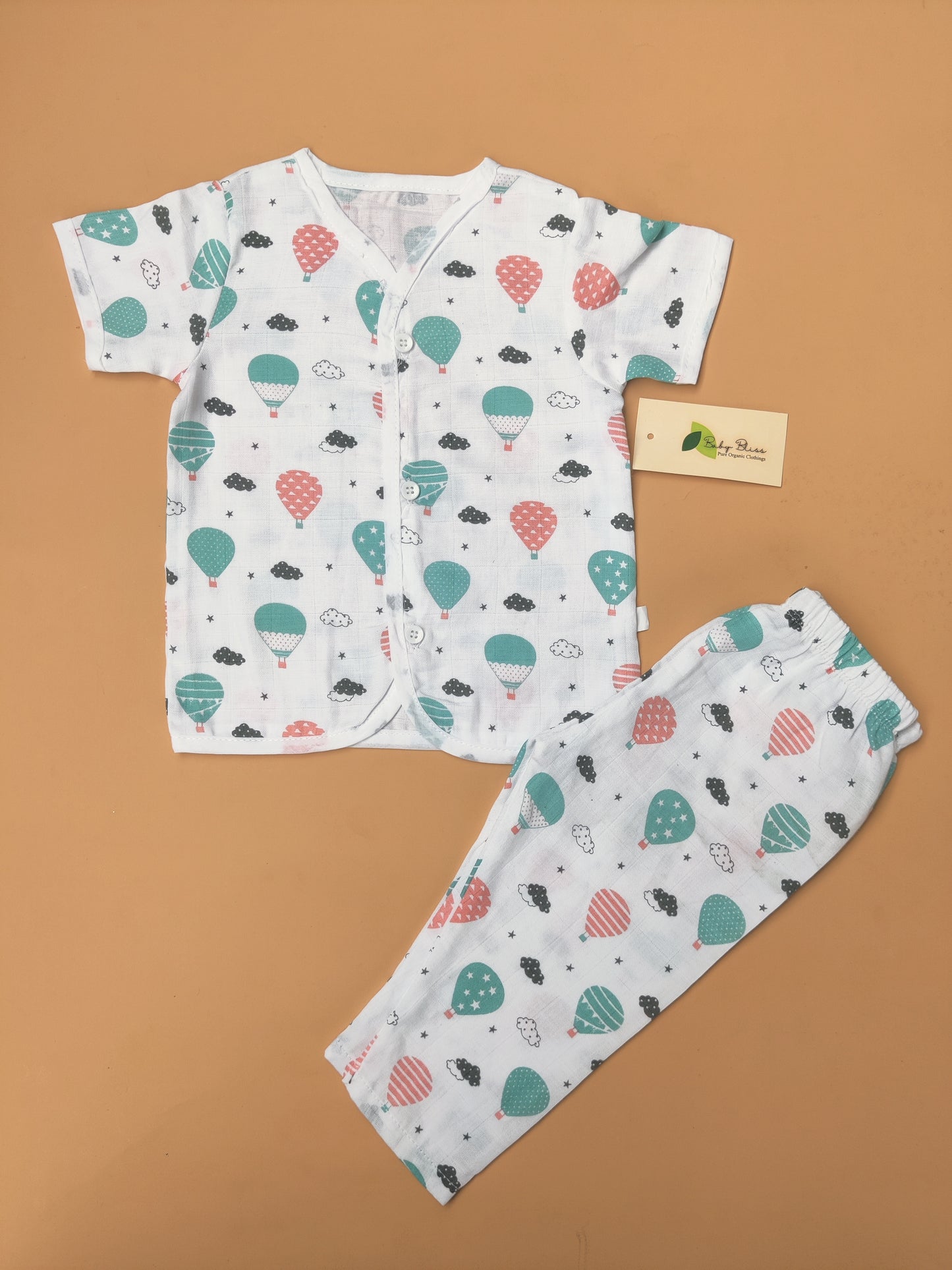 Muslin Half Sleeve + Pant ( Regular Button )