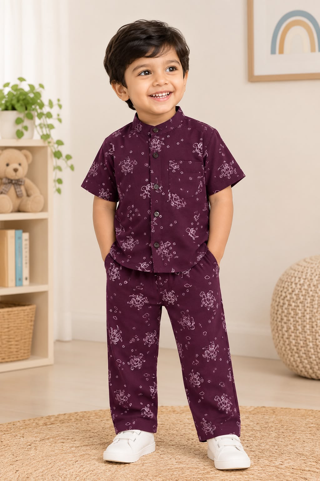 Branded Muslin Half Sleeve + Pant (2-6 Years) - Printed