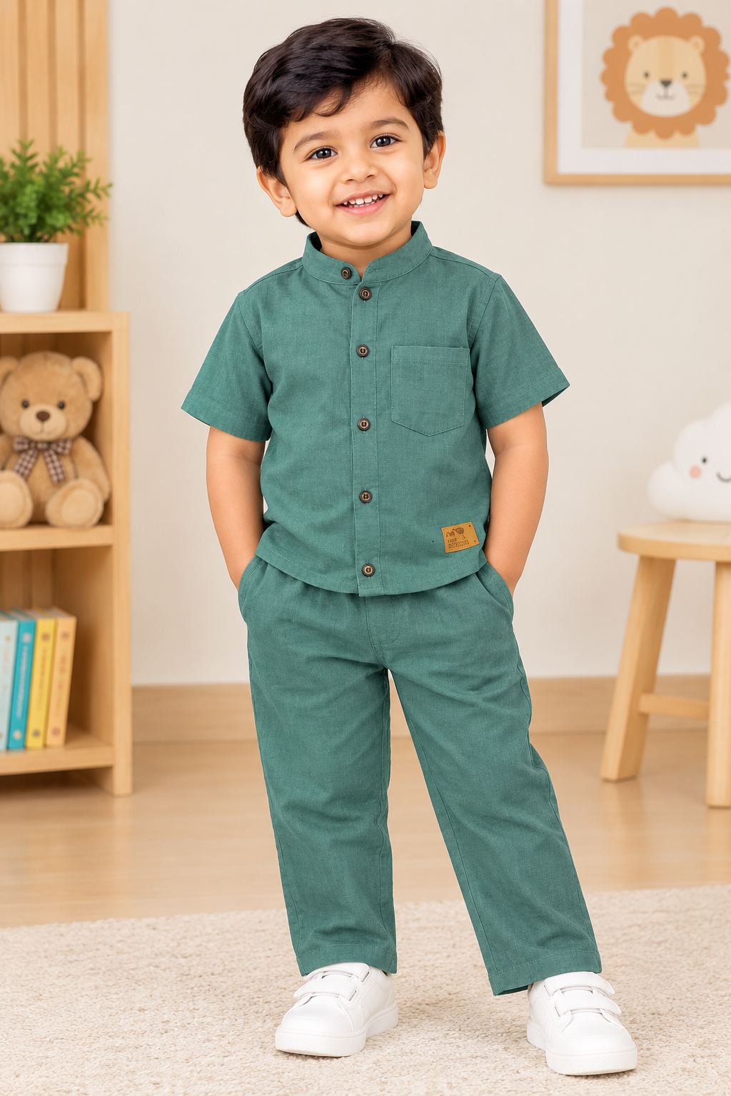 Branded Muslin Half Sleeve + Pant (2-6 Years) - Solid Color