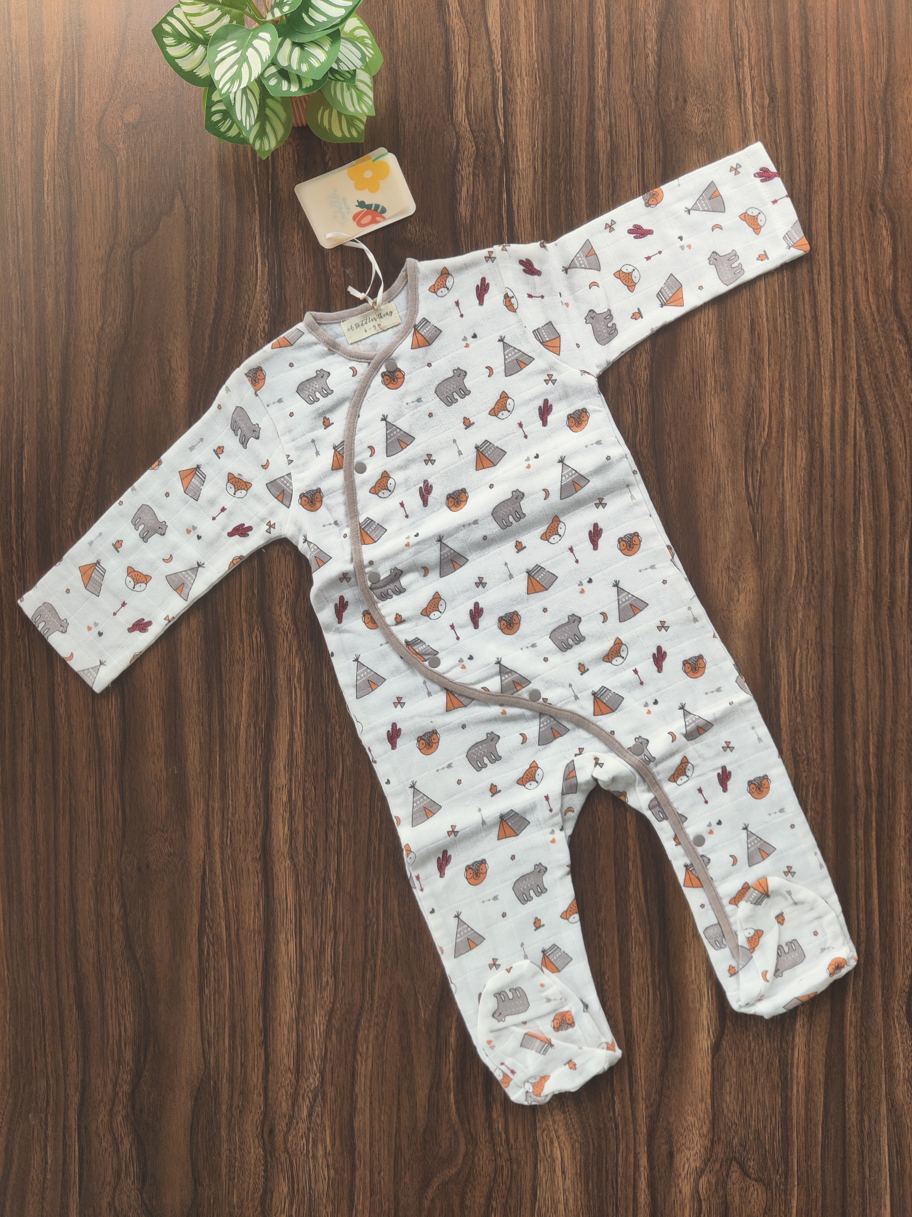 Muslin Cotton Sleepsuits - Rompers ( 6-9 Months)