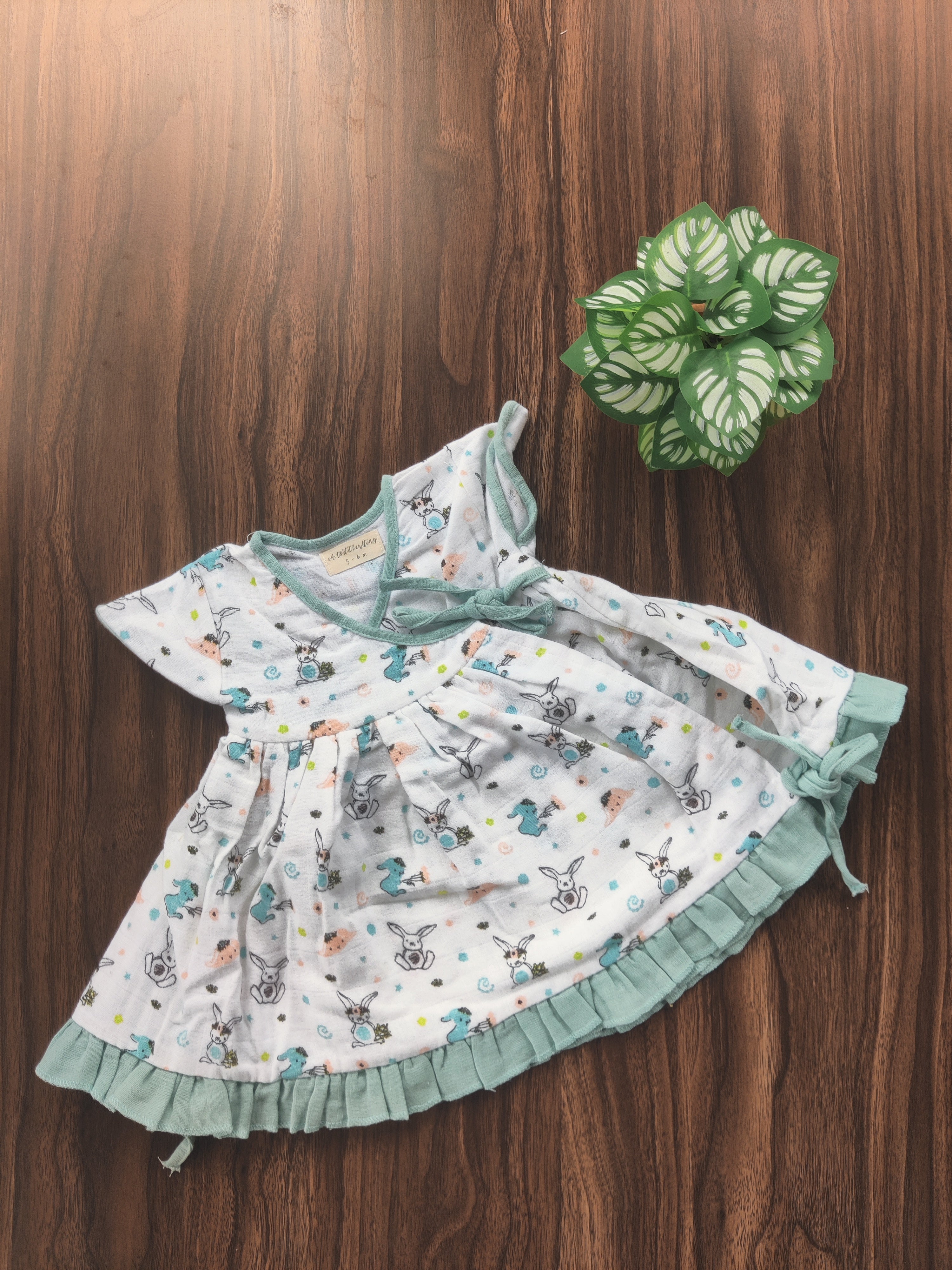 Premium Muslin Cross Over Frock with Heavy Frills