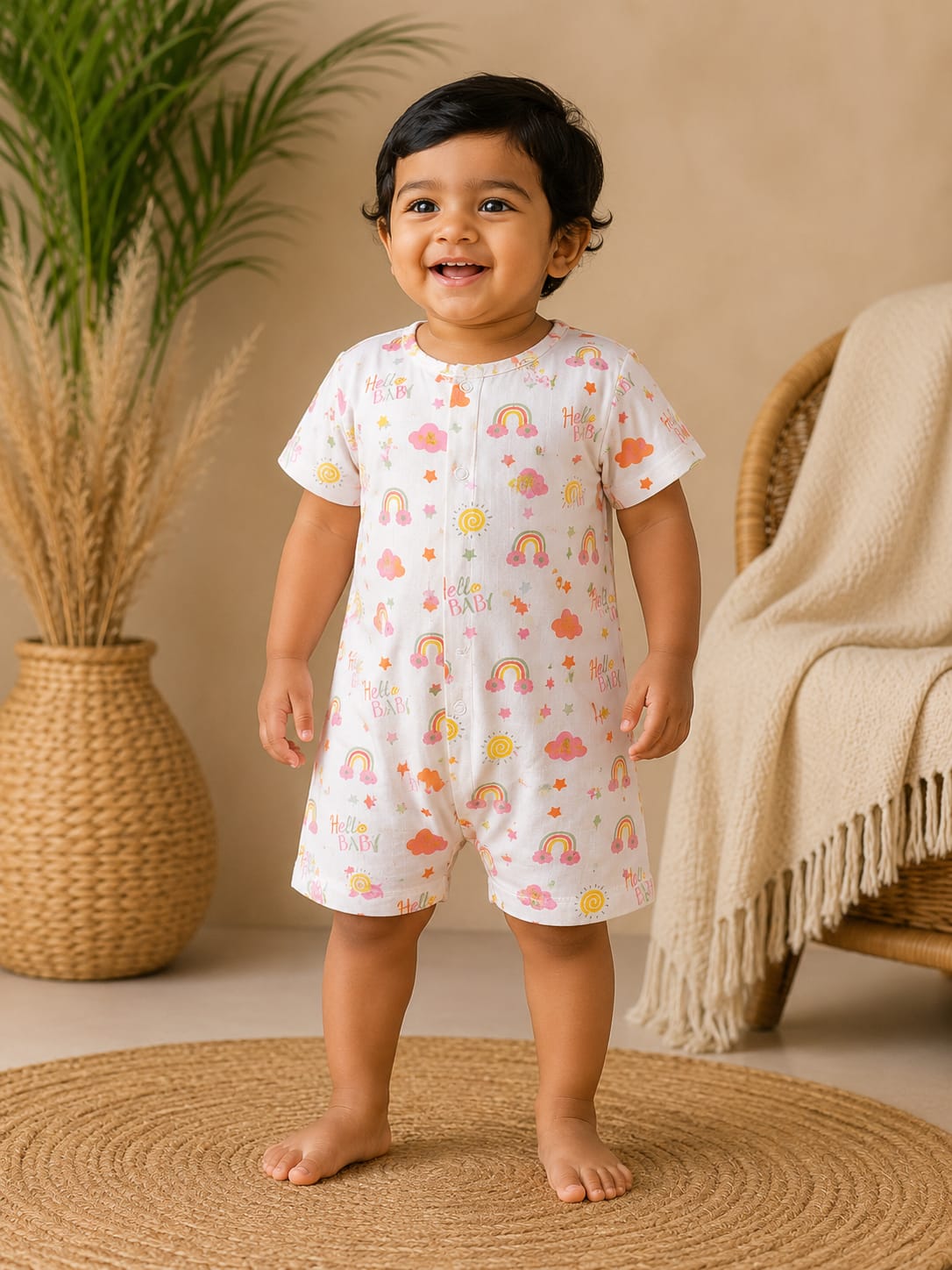 Muslin Half Sleeve Rompers