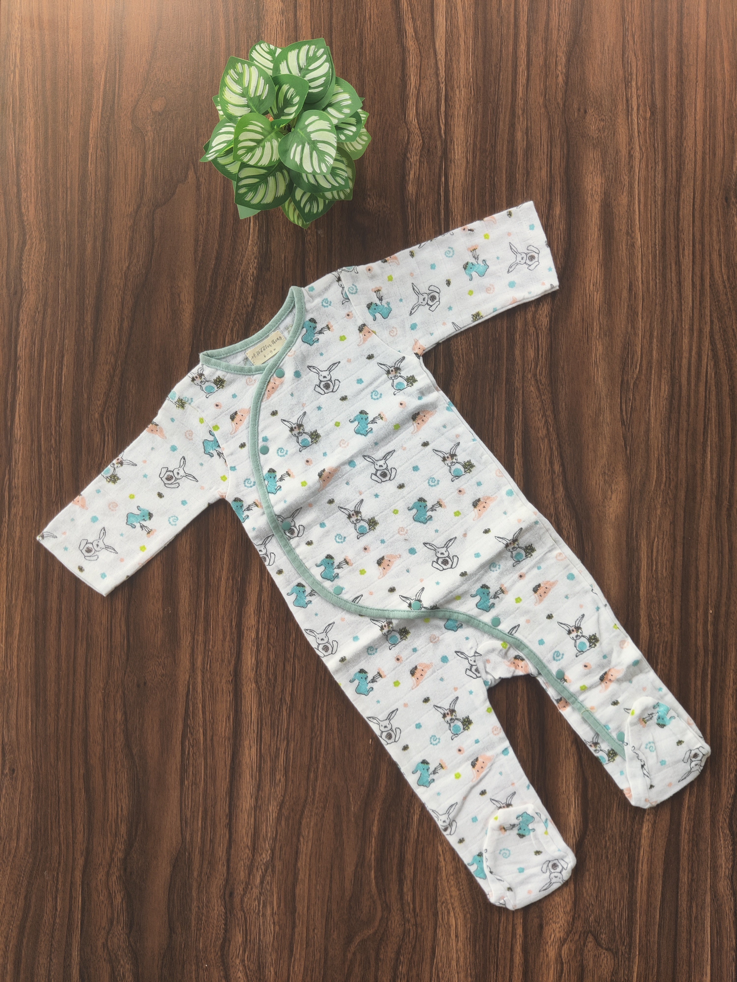 Muslin Cotton Sleepsuits - Rompers ( 6-9 Months)