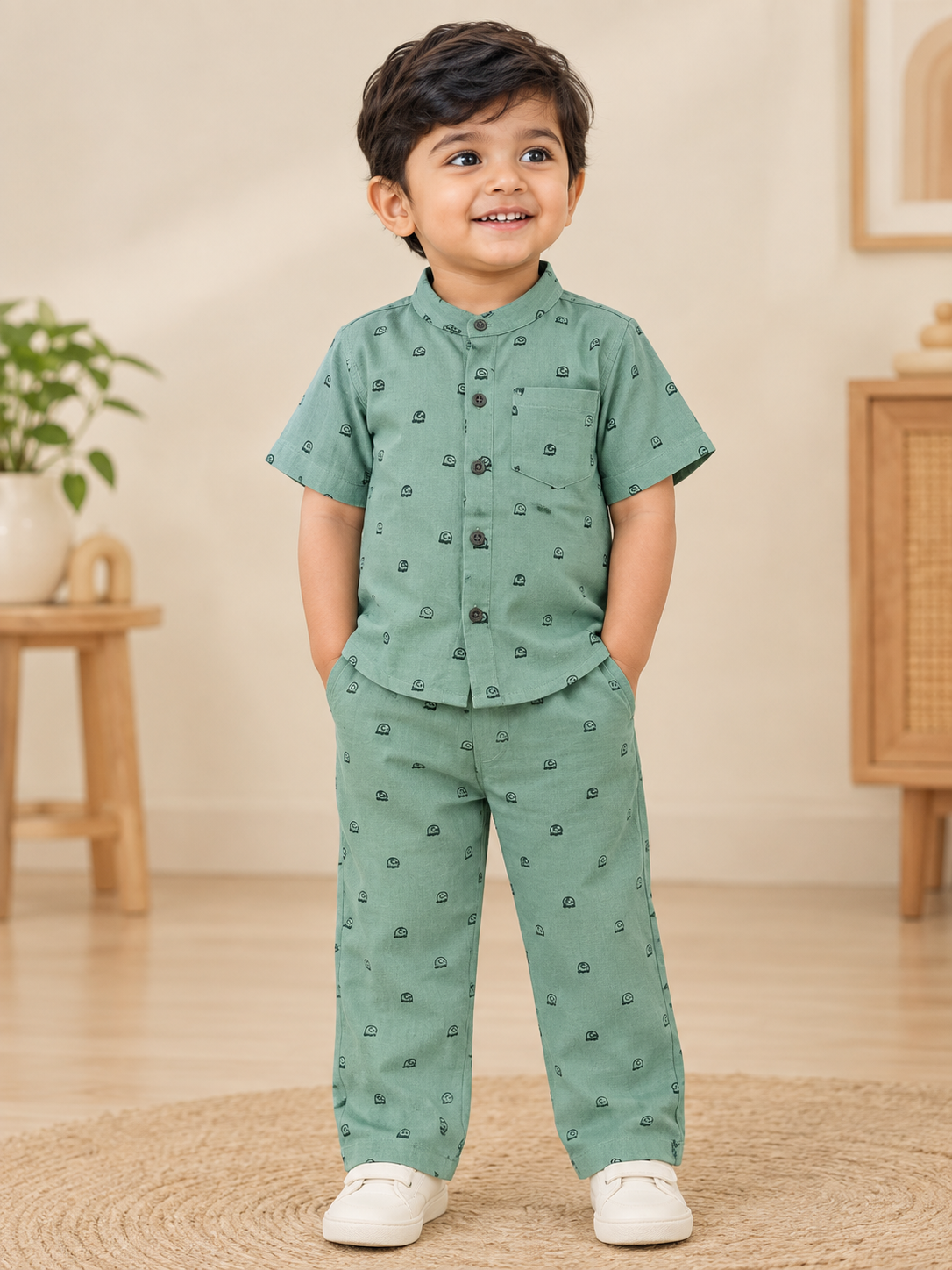 Branded Muslin Half Sleeve + Pant (2-6 Years) - Printed