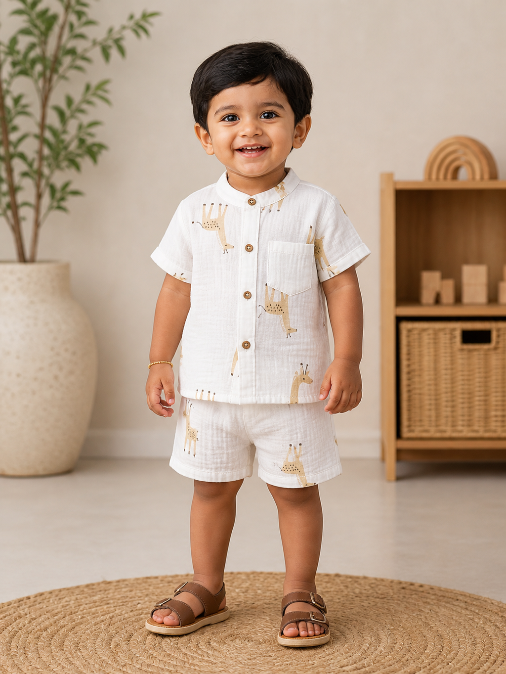 Printed Collared Muslin Co-Ord