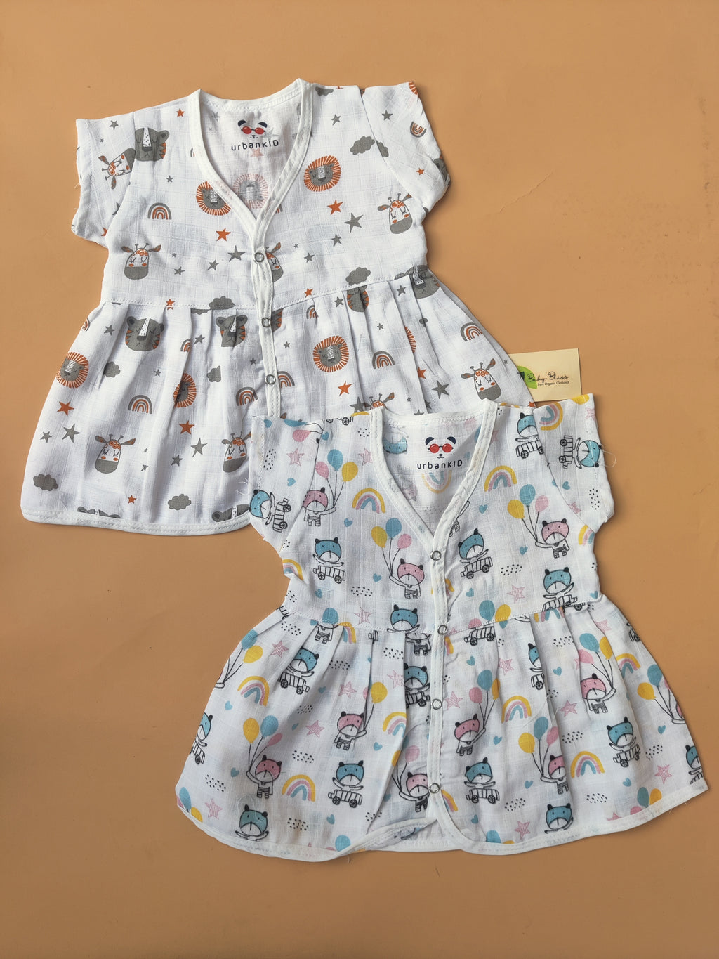 Muslin Sleeveless Frocks 3-6 M