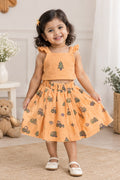 Muslin Ruffle Top & Skirt Set for Girls