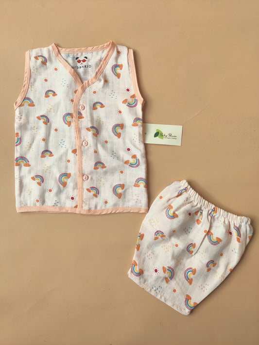 Color Muslin Sleeveless Co-Ord (3m- 12m)