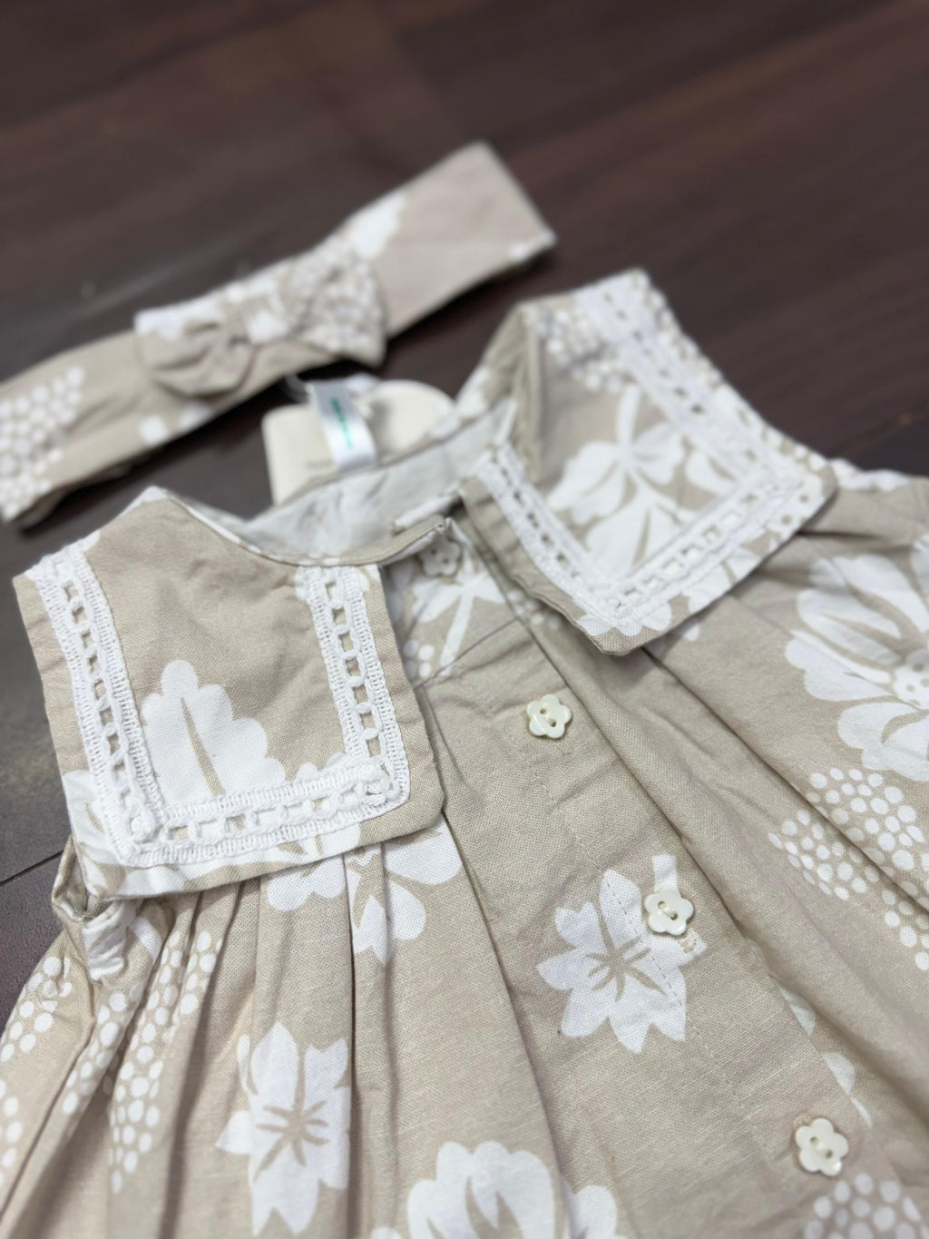 Premium Cotton Box Collar Top & Shorts Set with Matching Hairband