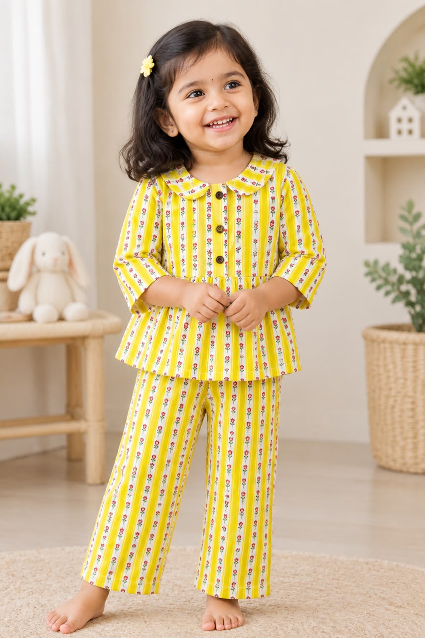 Muslin Peplum Co-Ord for Girls (2-6 years ) - Floral