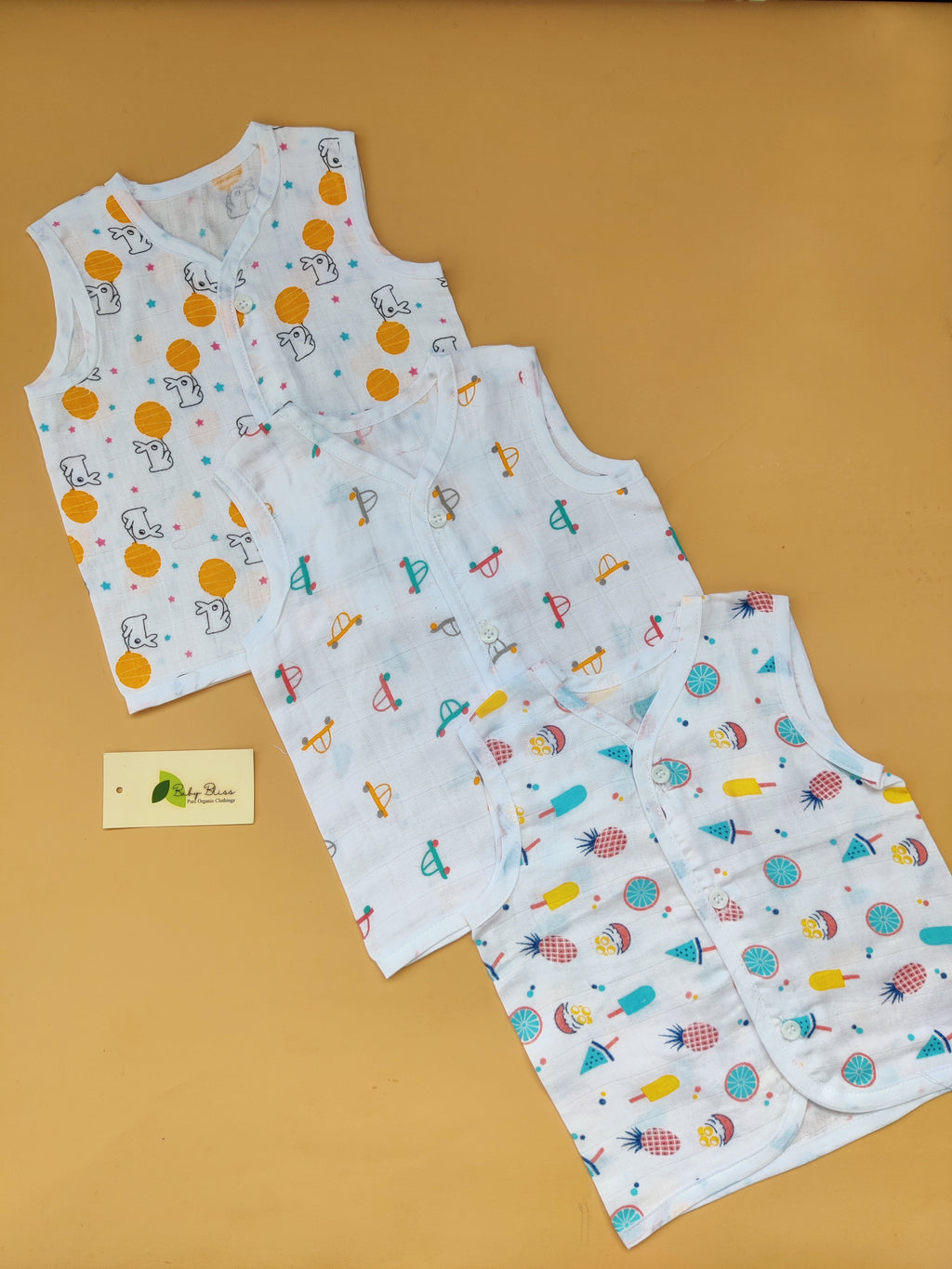 Muslin Sleeveless Jabla (0–3 Years) Pack of five