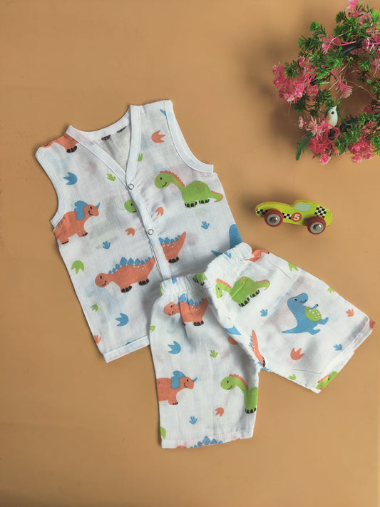 Muslin Sleeveless Jabla + Shorts ( NB to 6 Months)