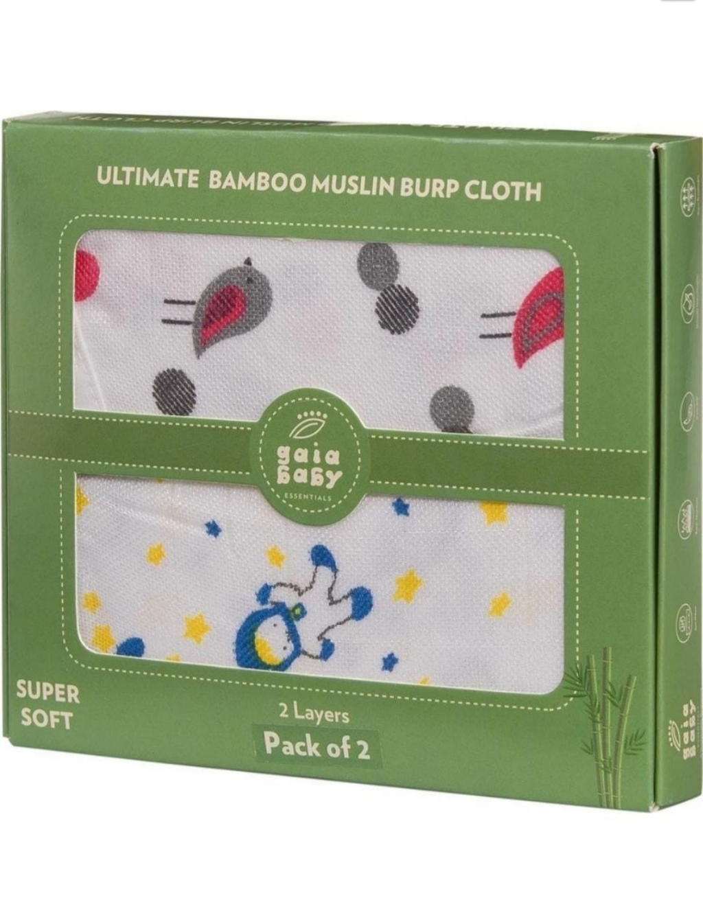 Bamboo Muslin Burp Cloth - Pack of two
