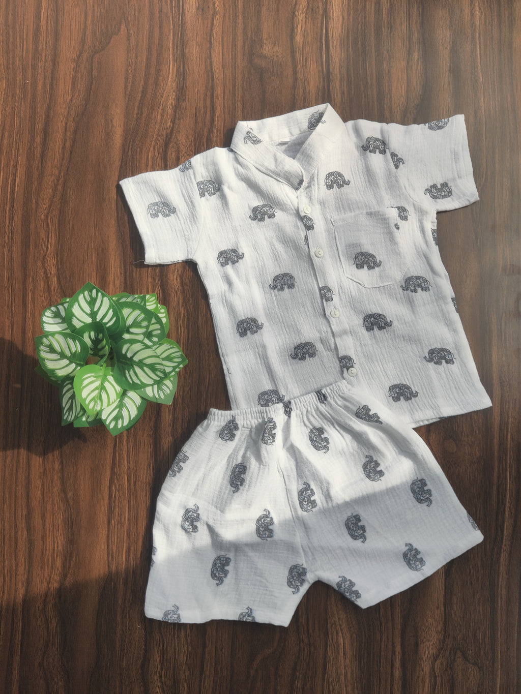 Crinkled Muslin Collared Co-Ord