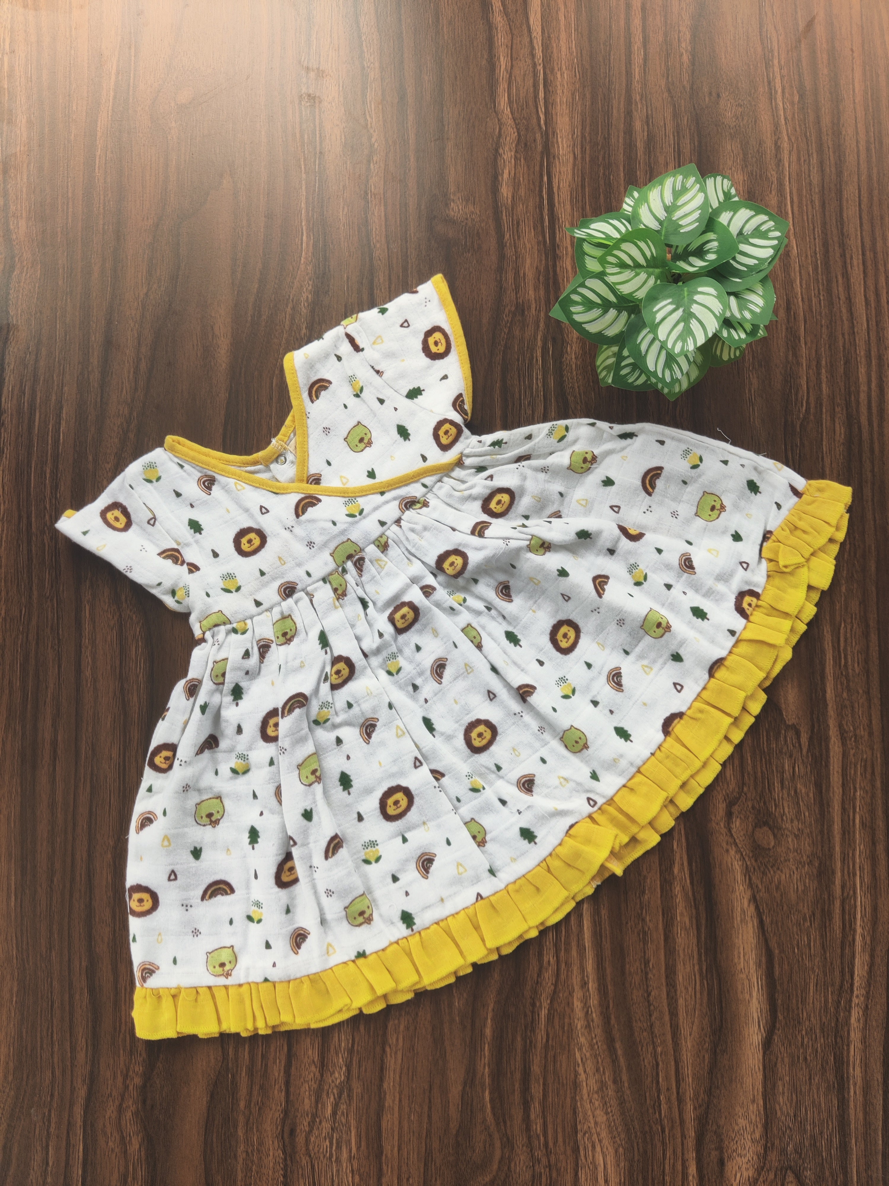 Premium Muslin Cross Over Frock with Heavy Frills