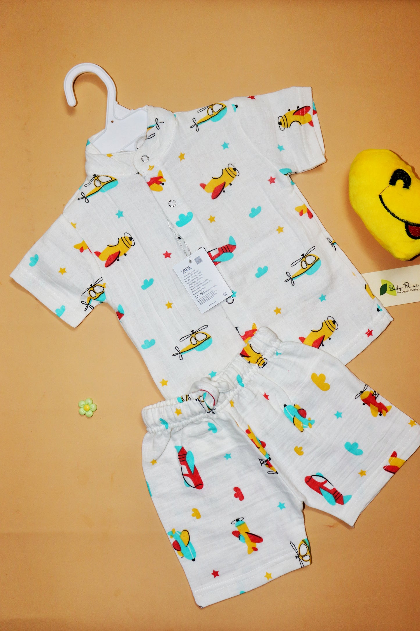 Muslin Chinese Collar Co-Ord Set for Babies (Up to 3 Years)