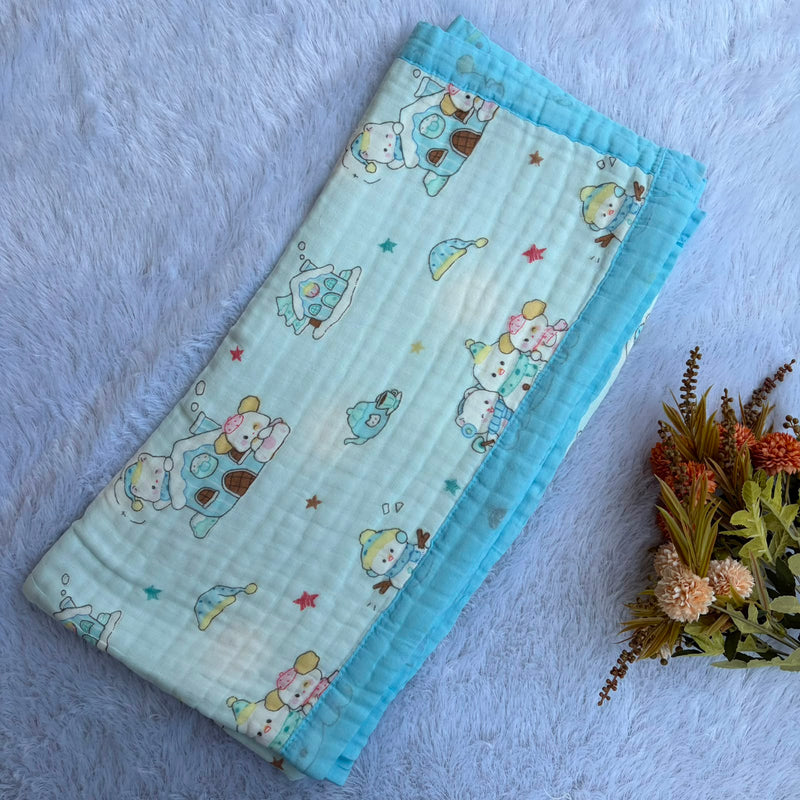Crinkled Color Muslin Blankets - Snowman