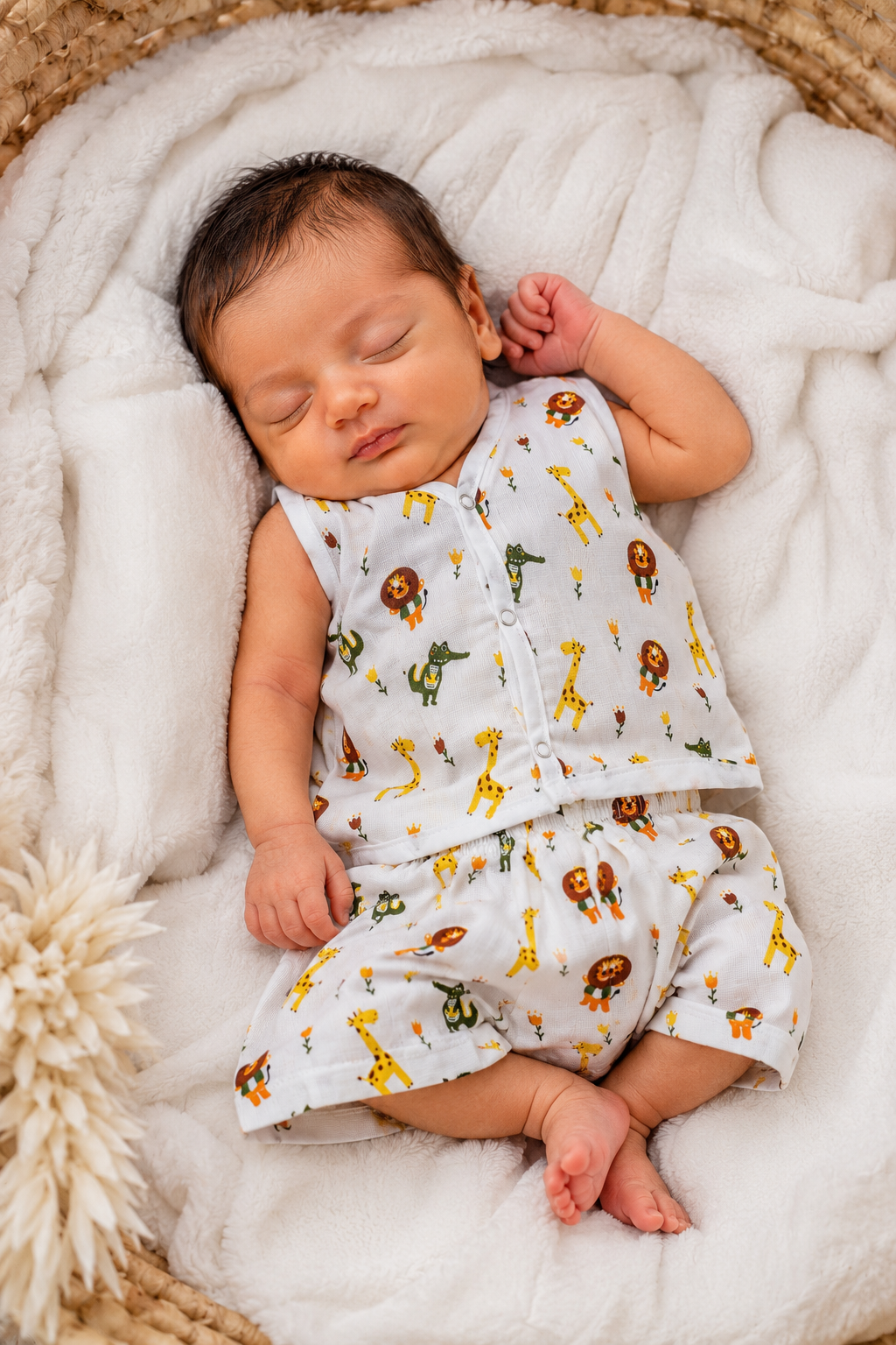 Muslin Sleeveless Jabla + Shorts ( NB)