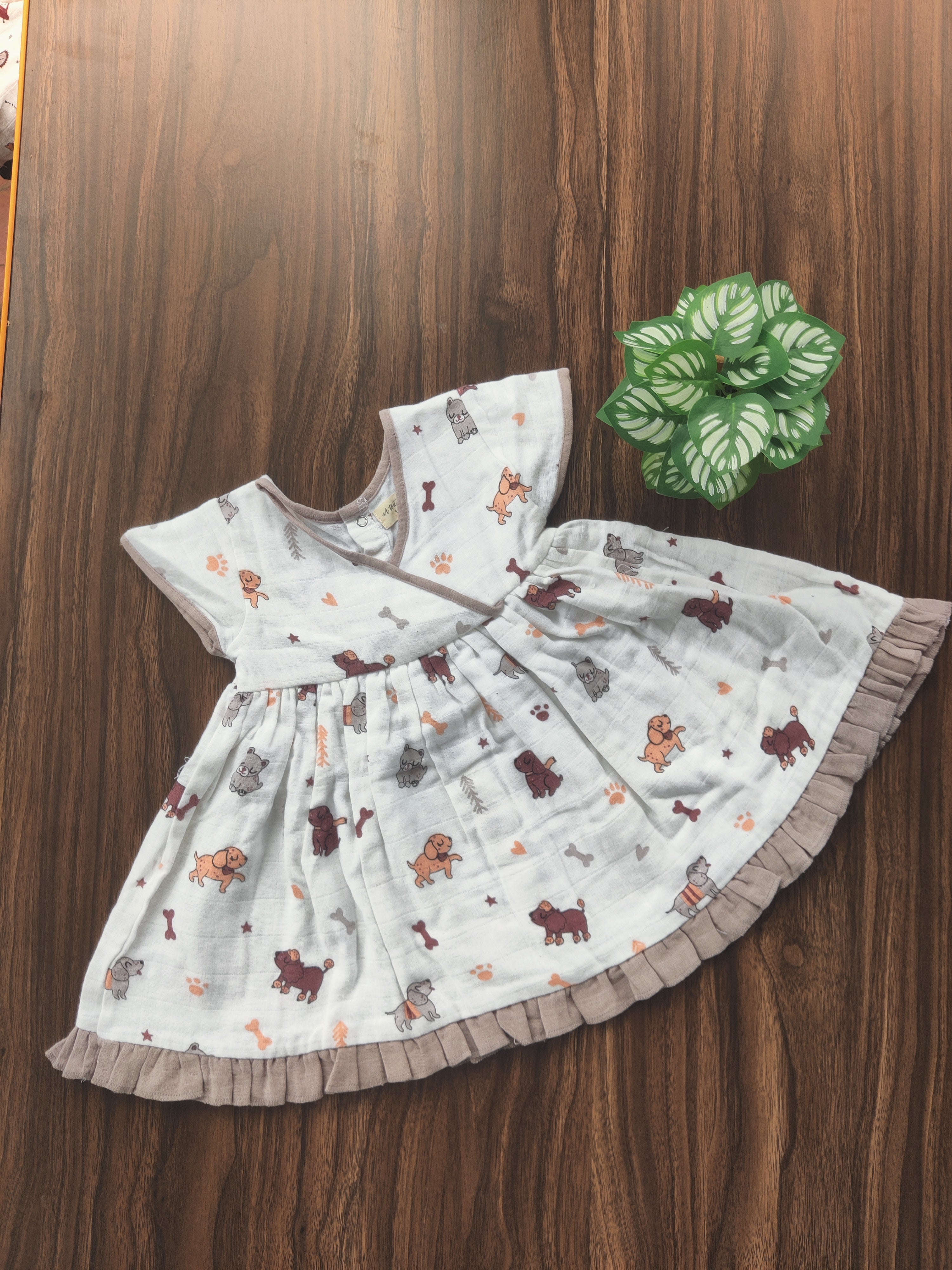 Premium Muslin Cross Over Frock with Heavy Frills