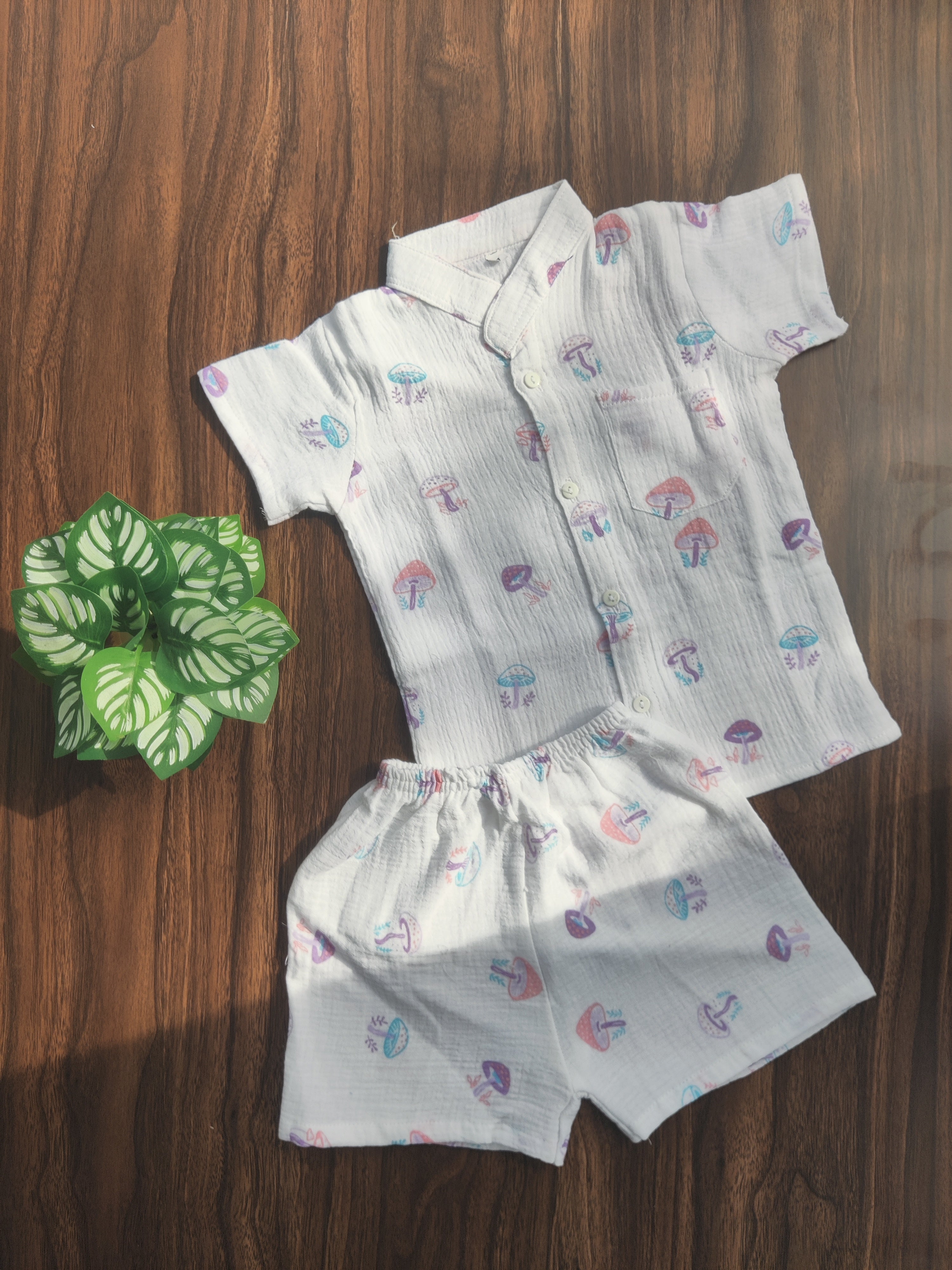 Crinkled Muslin Collared Co-Ord