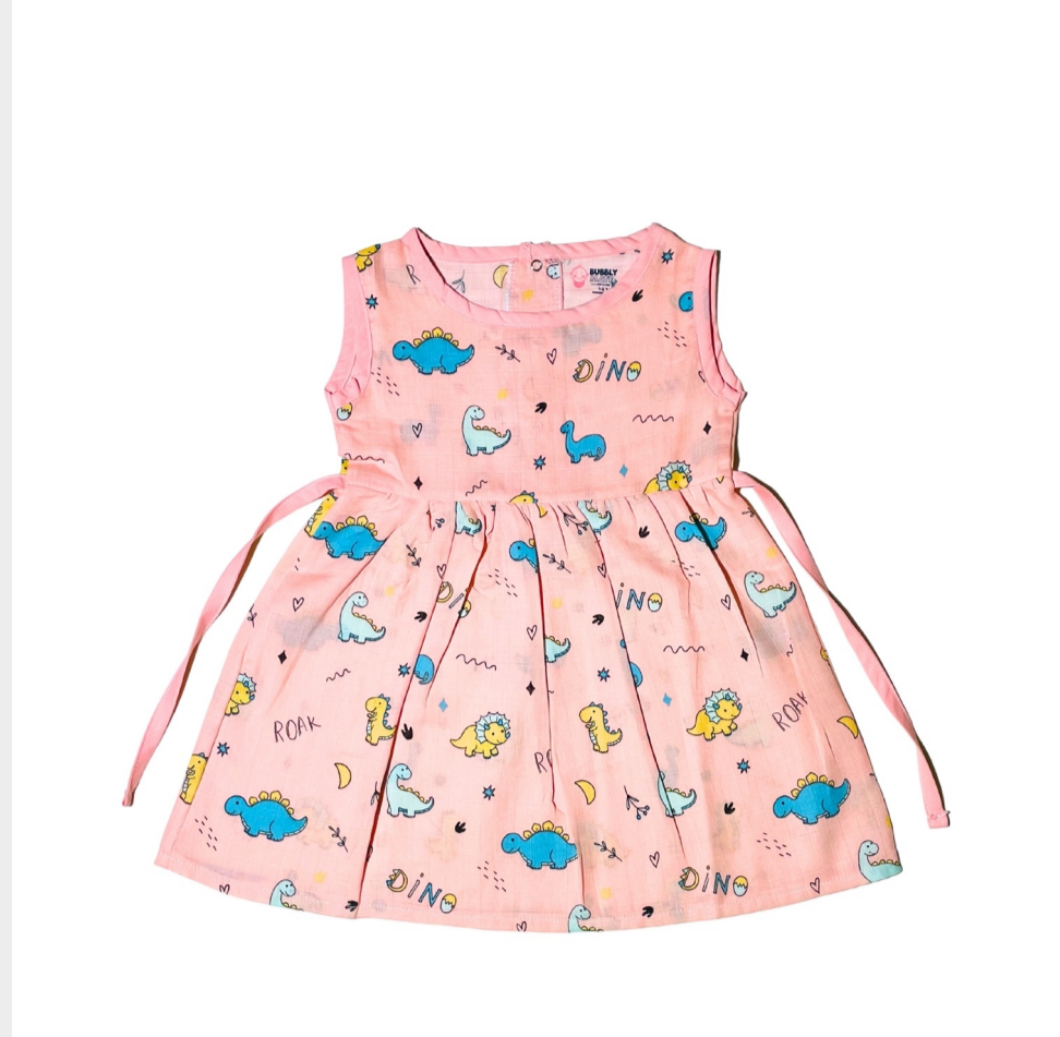 Muslin Sleeveless Frocks with Back Knot