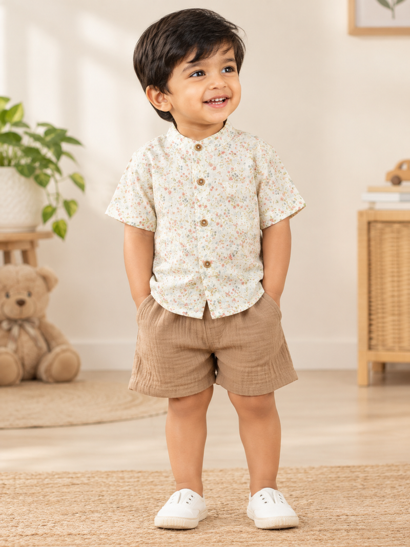 Premium Double Muslin Printed Co-Ord ( 0-4 Years ) - Floral